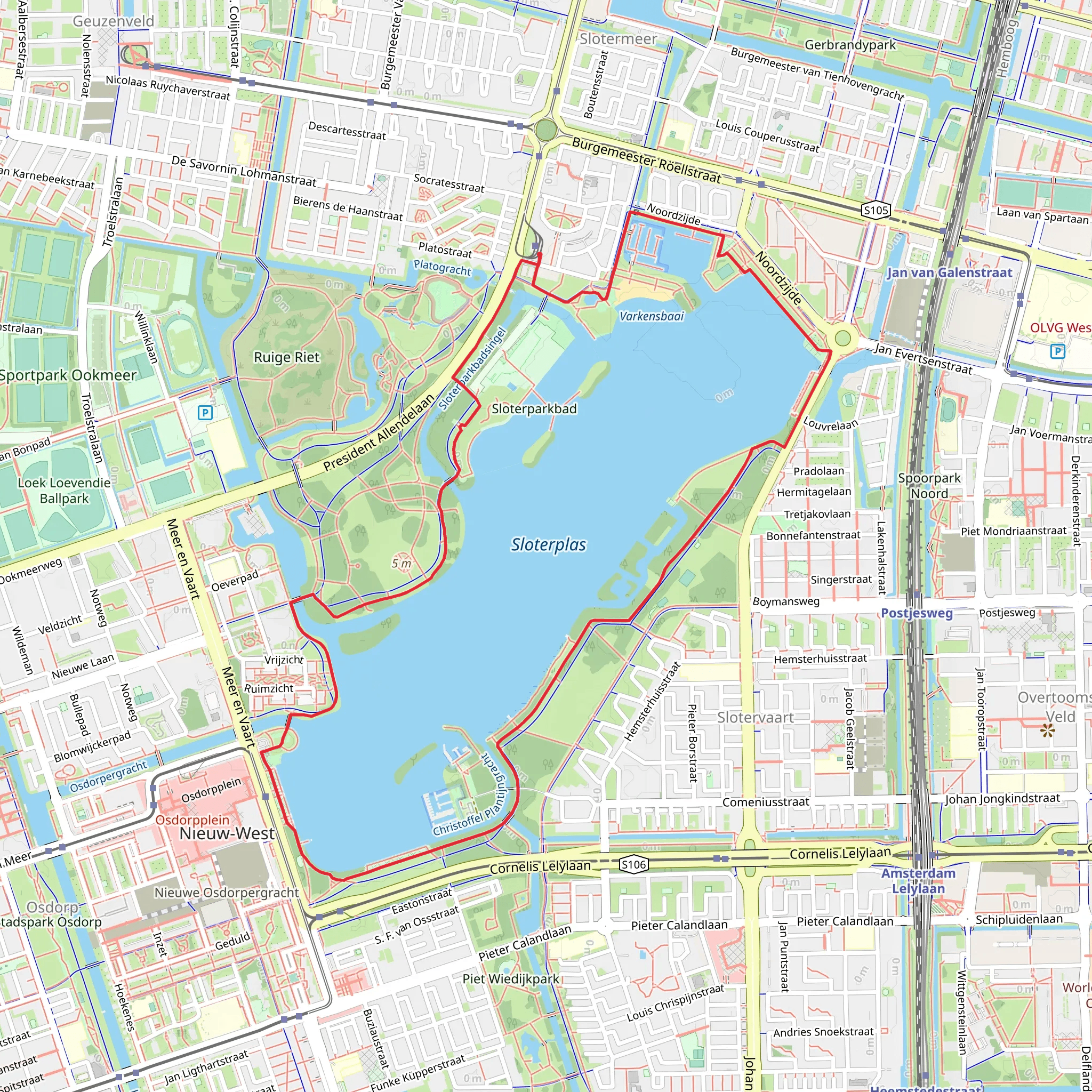 Sloterplas and Sloterpark Loop mobile static map