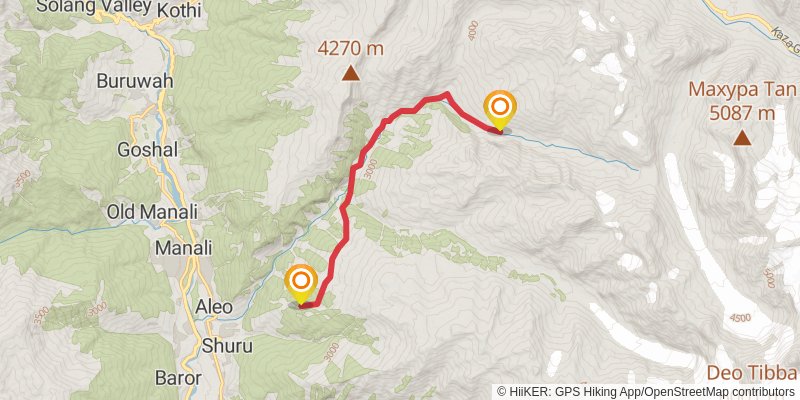 Hampta Pass Trek stage 2 Map