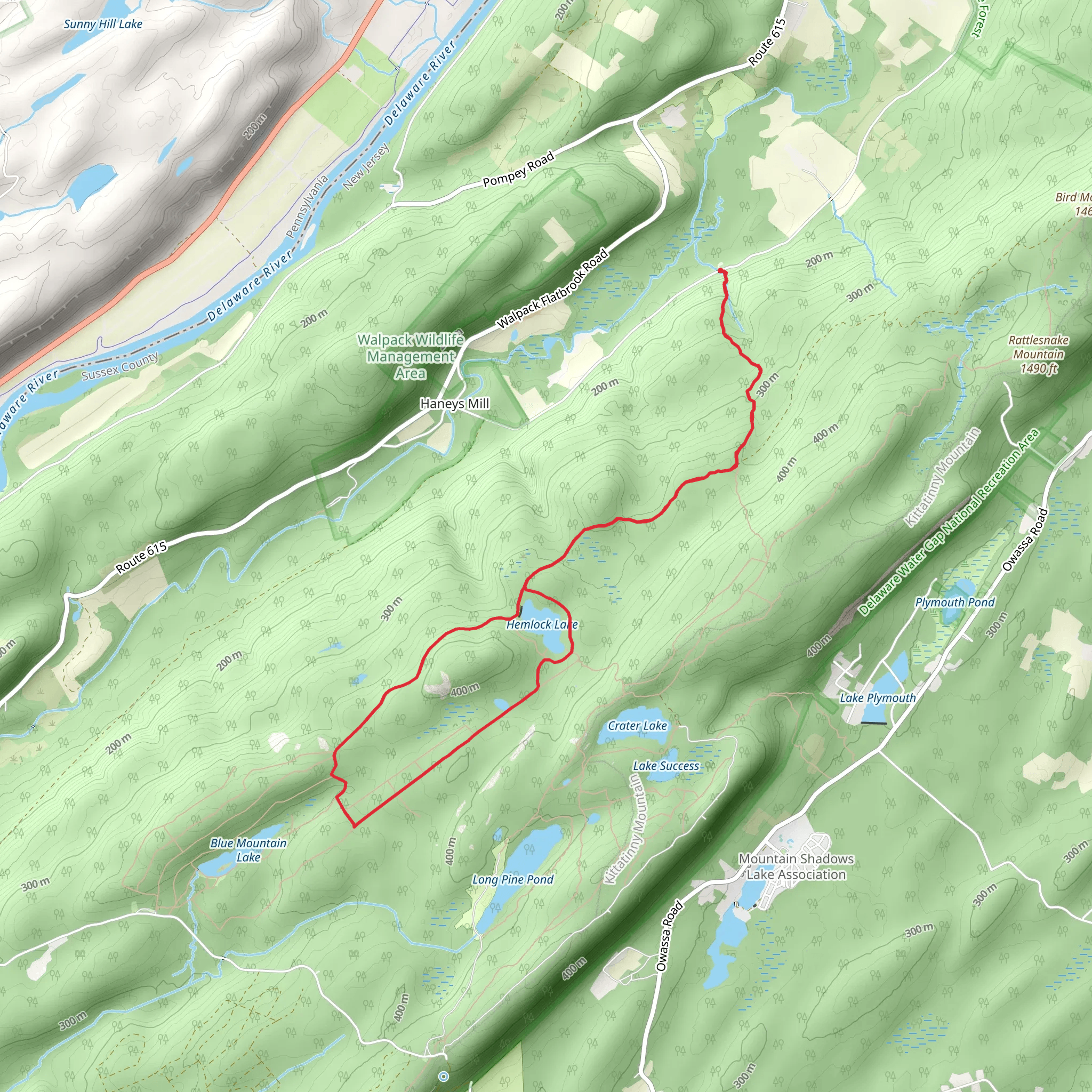 Blue Mt Lake, Hemlock Lake Loop and Buttermilk Falls Trail mobile static map