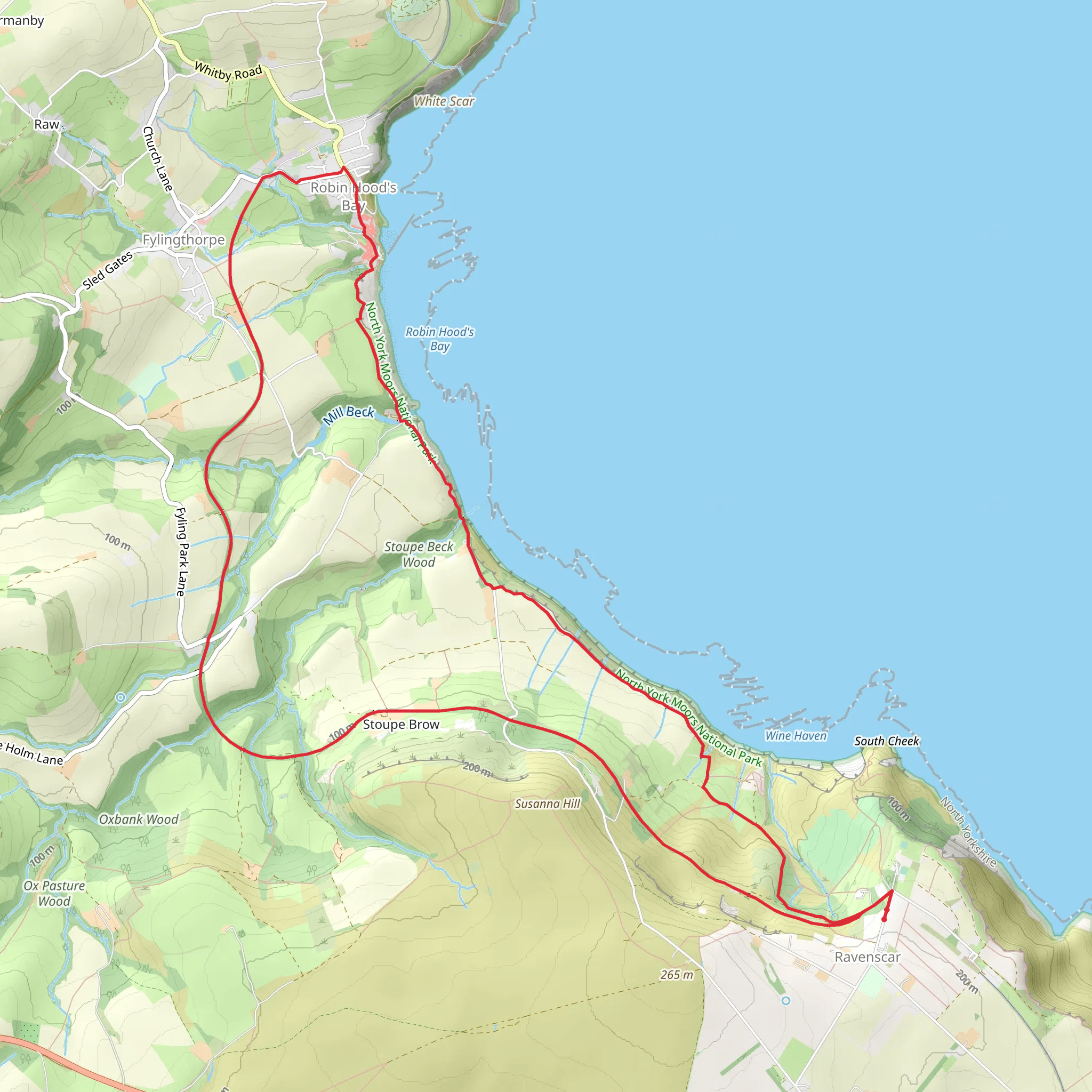 Robin Hood's Bay from Ravenscar mobile static map