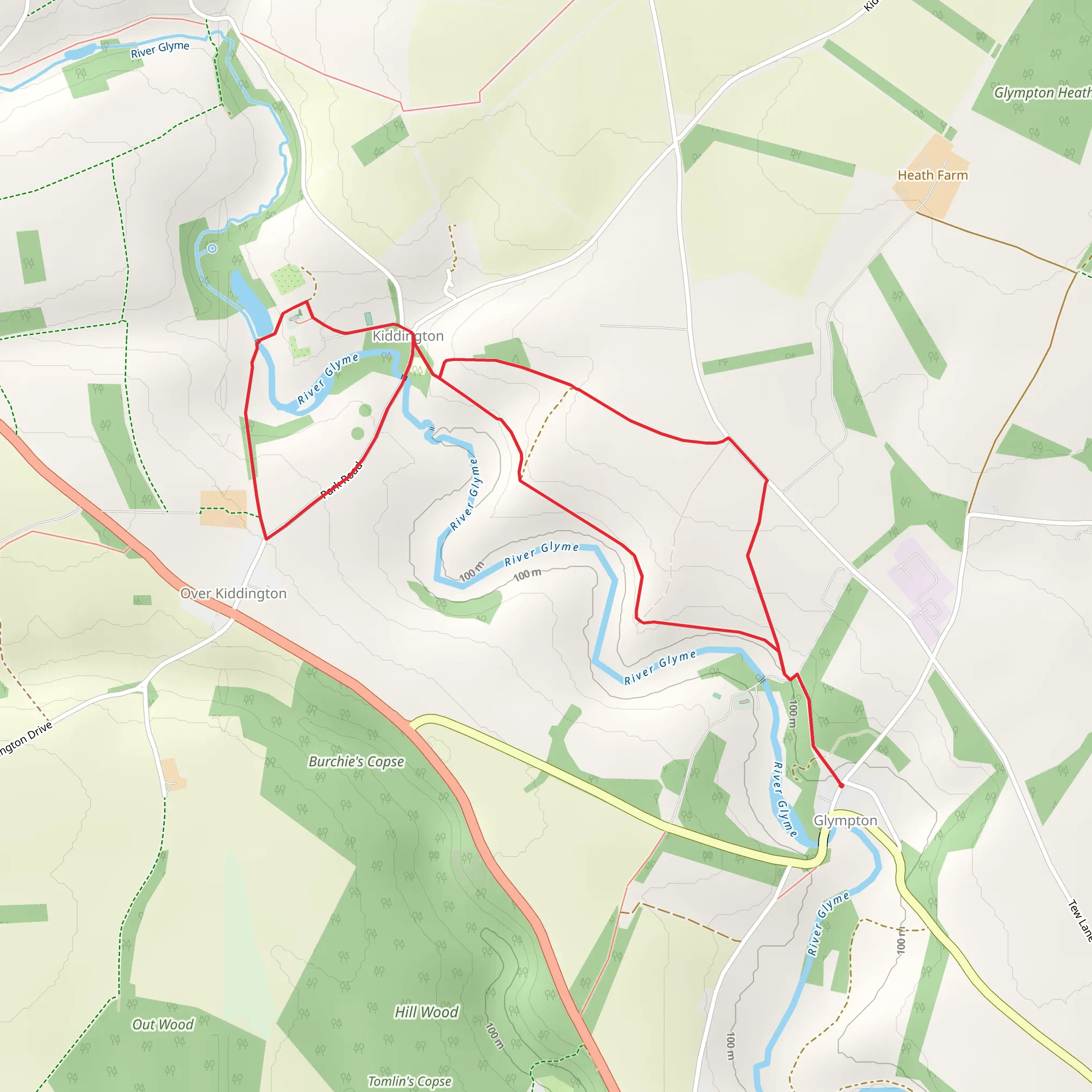 Glympton and Kiddington Loop mobile static map