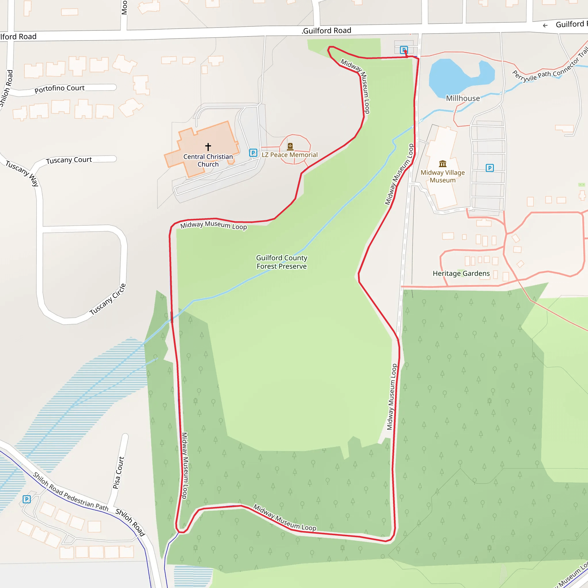 Guilford County Forest Preserve Loop mobile static map