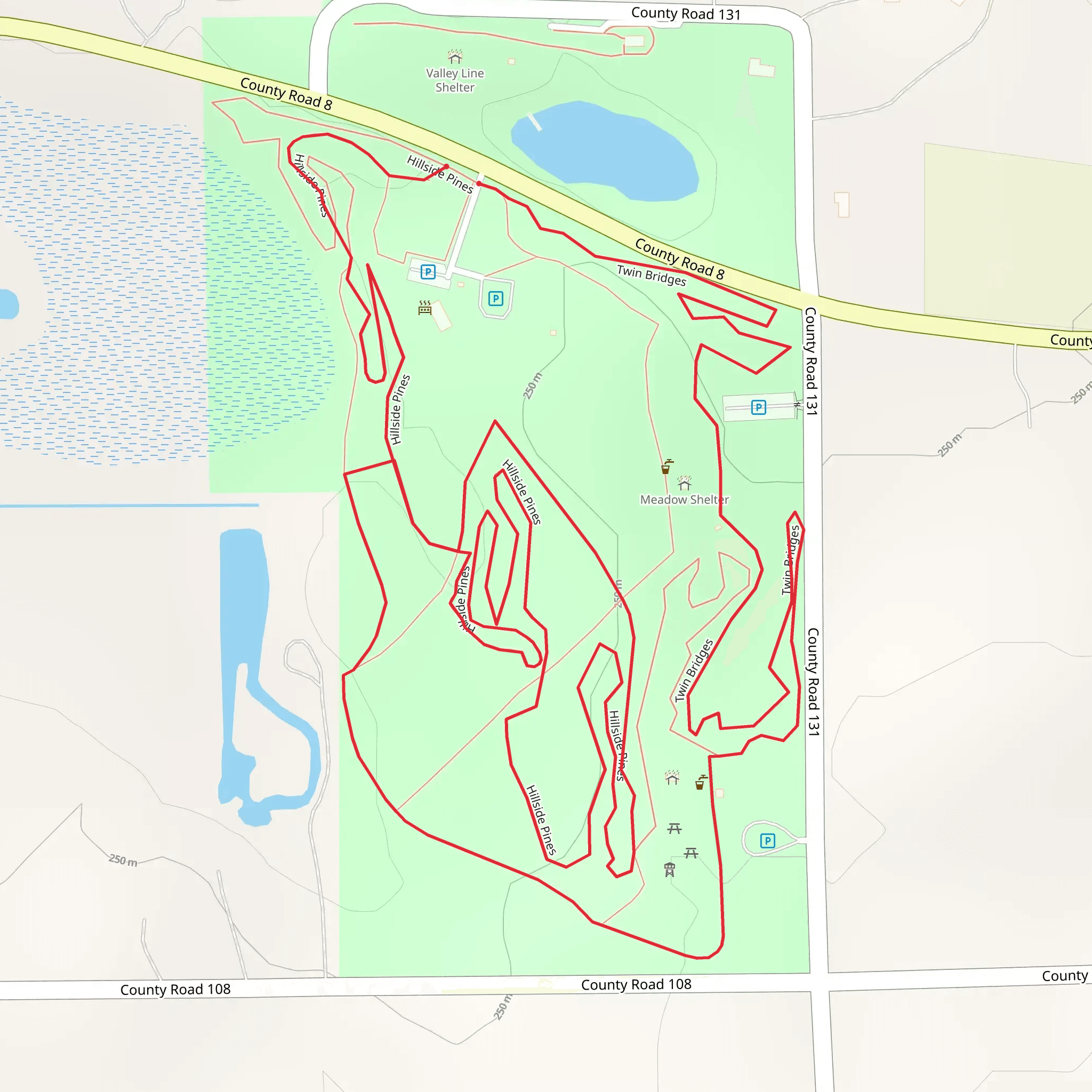 Twin Bridges - Hillside Pines Loop mobile static map