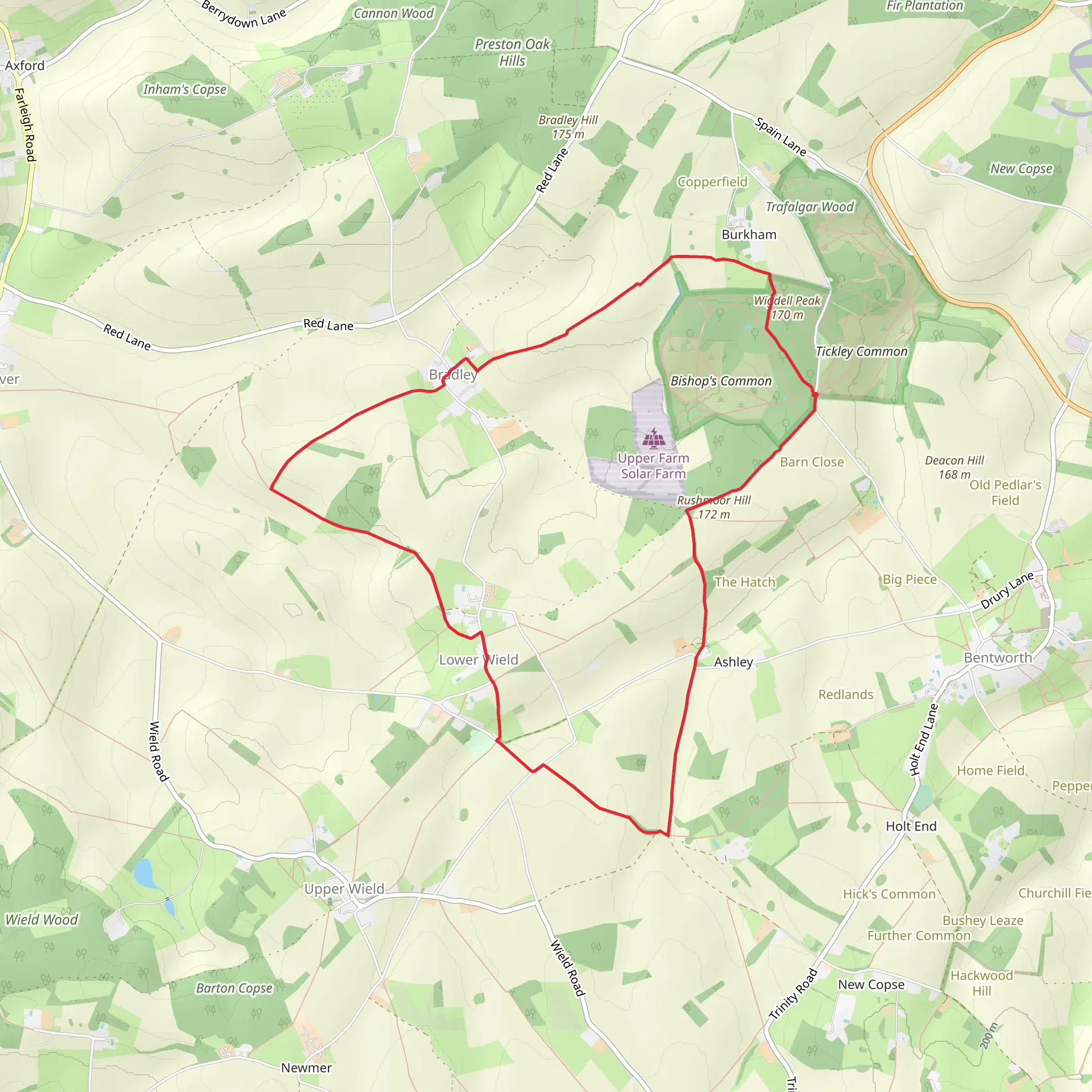 Burkham to Bradley and Ashley Loop via Home Farm mobile static map