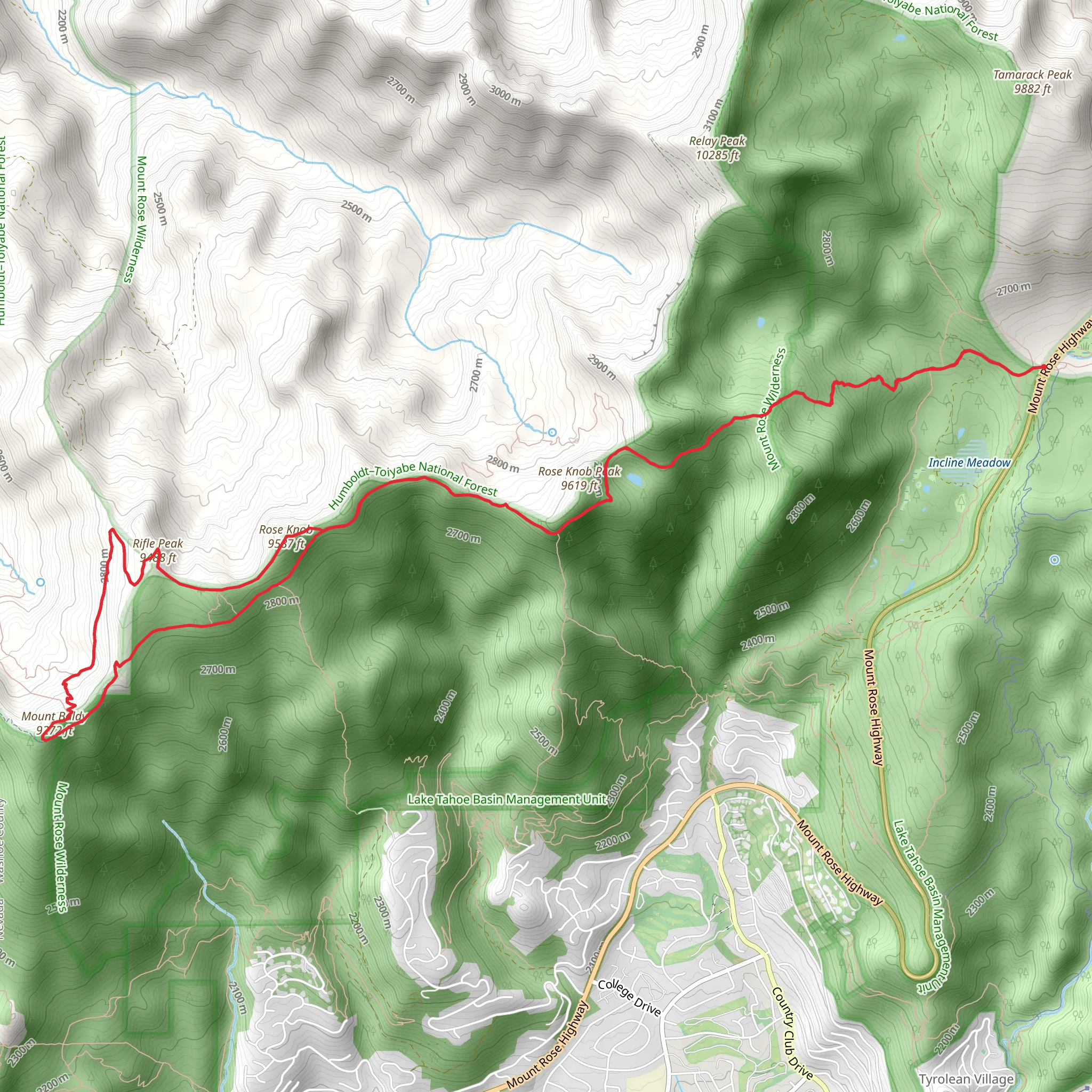 Tahoe Rim, Mount Baldy, Rifle Peak, Rose Knob Loop Trail mobile static map