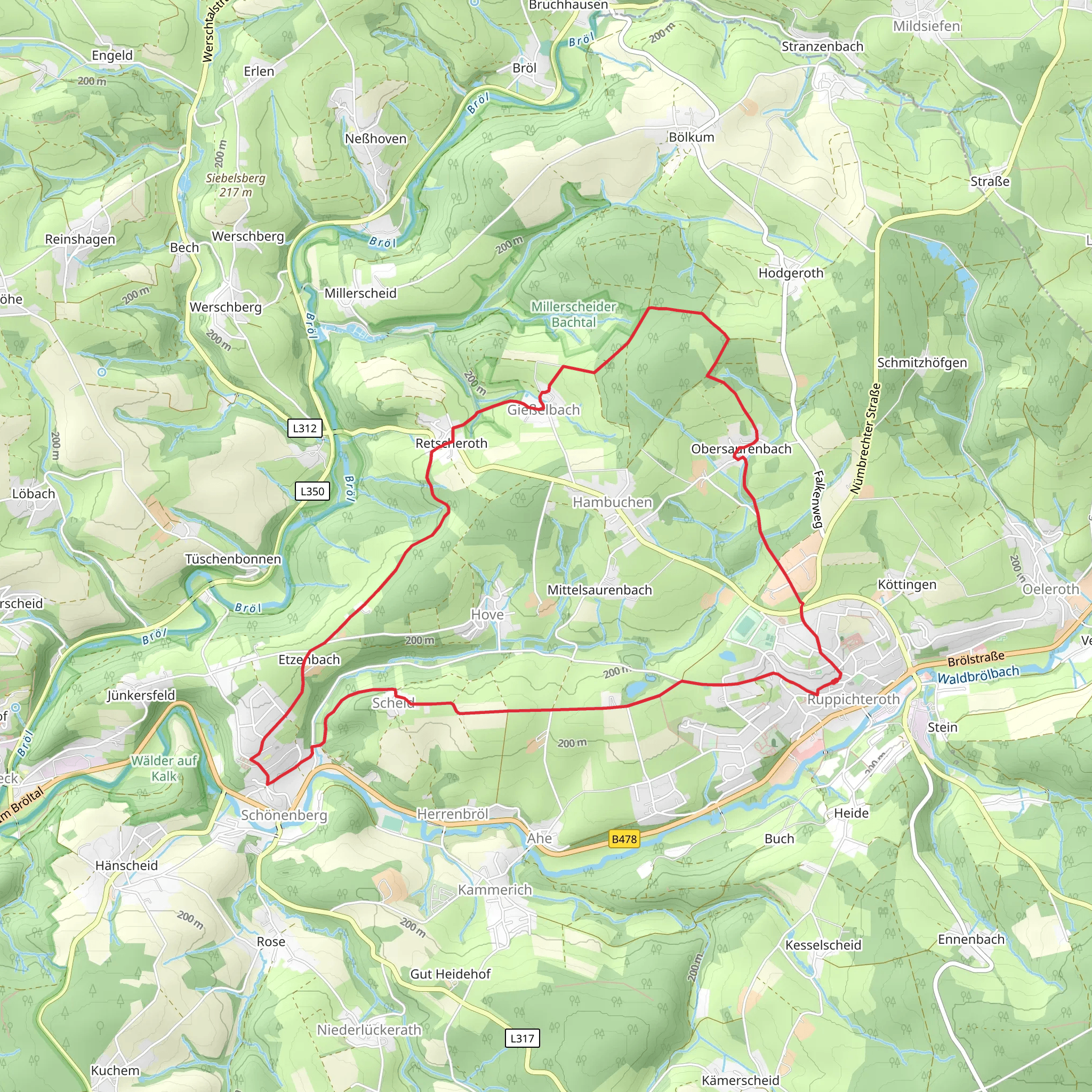 Ruppichteroth Rundweg Rechteck mobile static map