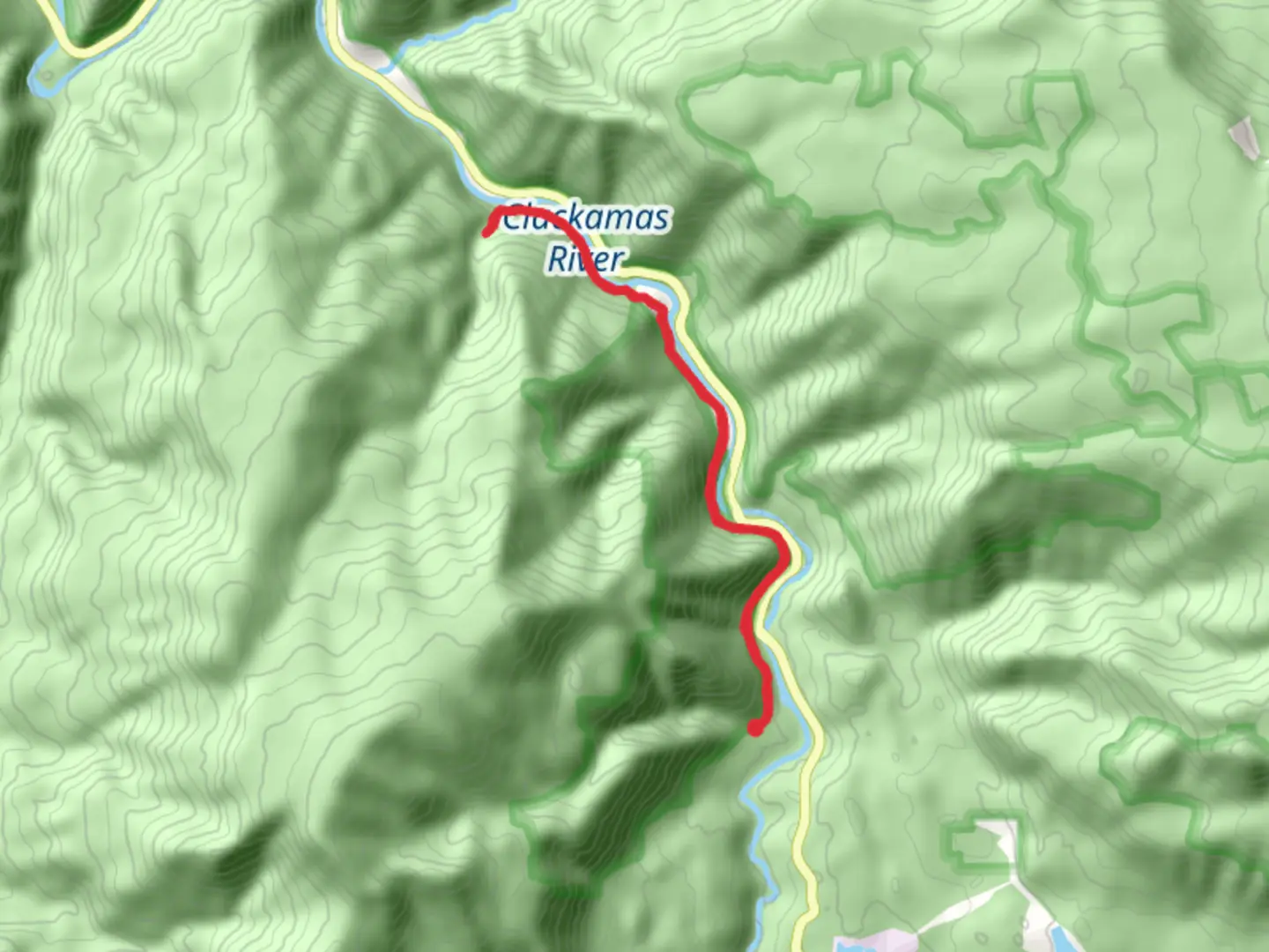An image depicting the trail Clakamas River Trail and Pup Creek Falls Trail and its surrounding area.