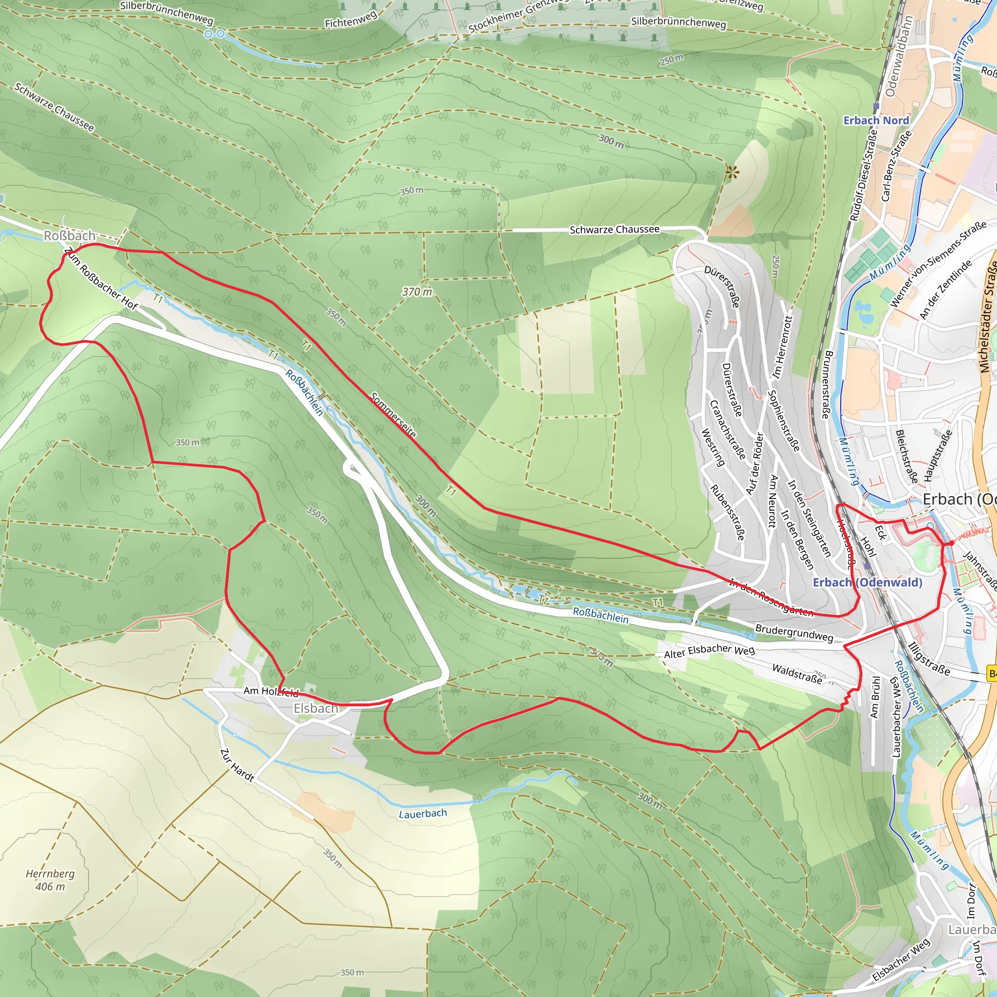 Rundwanderweg Erbach 1 mobile static map