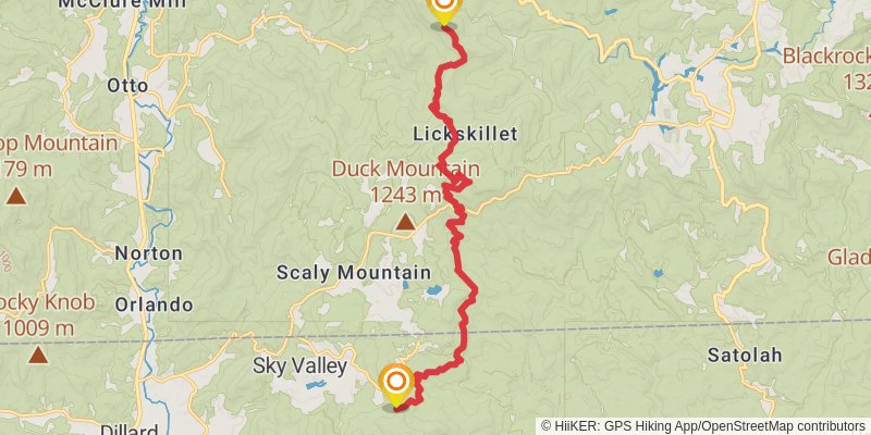 Southeastern Serpentine Trail stage 13 Map