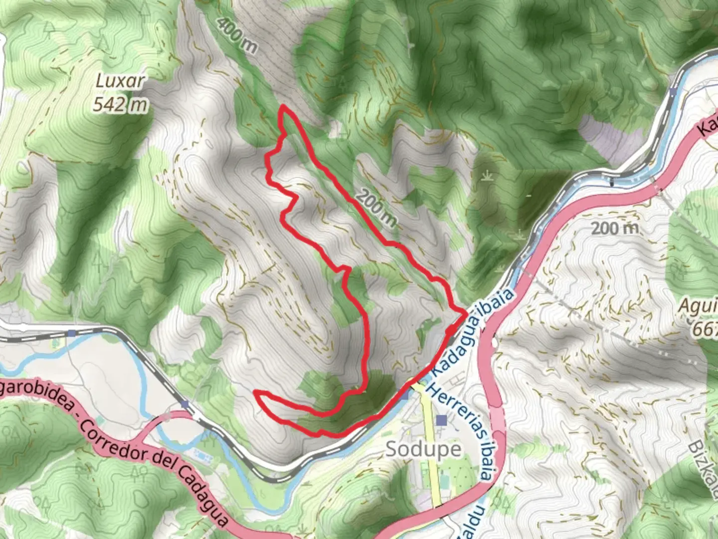 An image depicting the trail The Grazal PR BI 105 and its surrounding area.