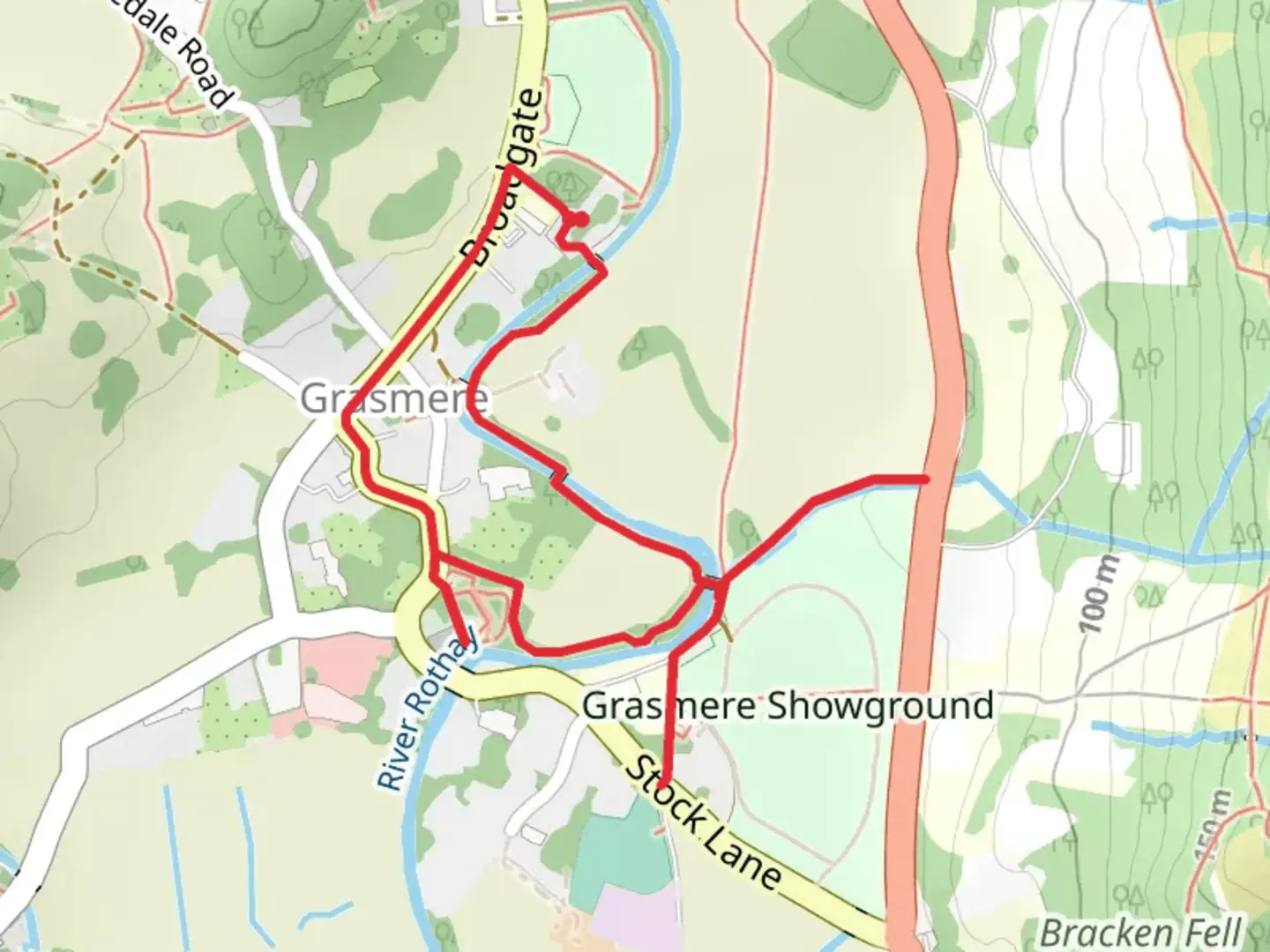 An image depicting the trail Grasmere Riverside Loop and its surrounding area.