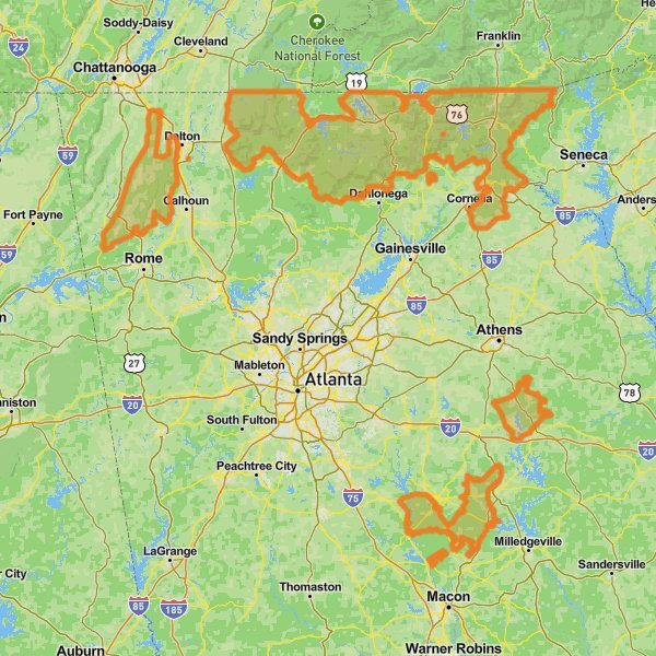 Chattahoochee-Oconee National Forests mobile static map