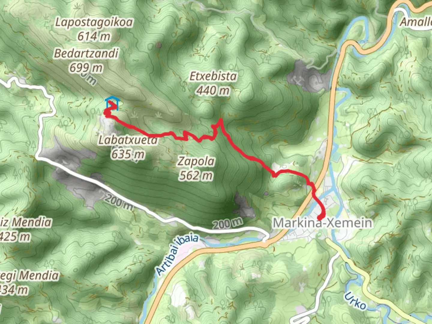 An image depicting the trail Trail to Urregarai and Santa Eufemia PR BI 27 and its surrounding area.