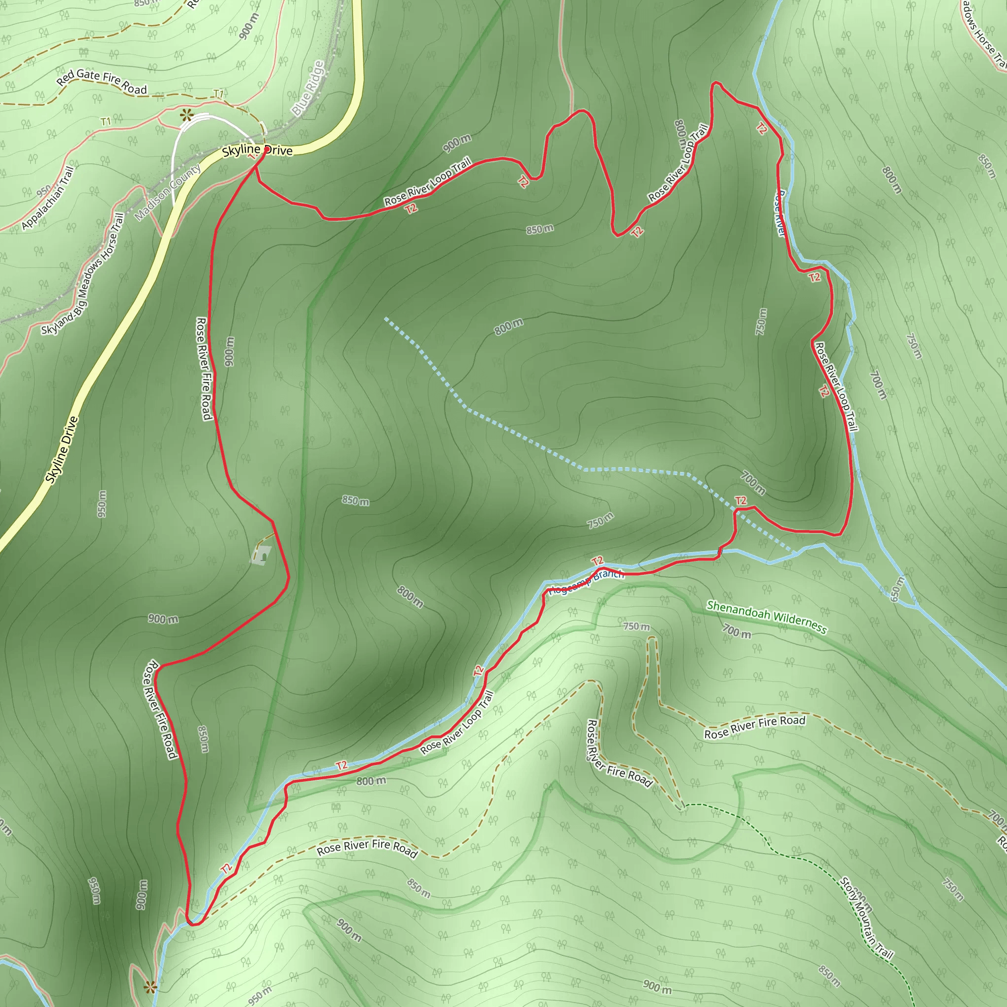 Rose River Loop Trail mobile static map