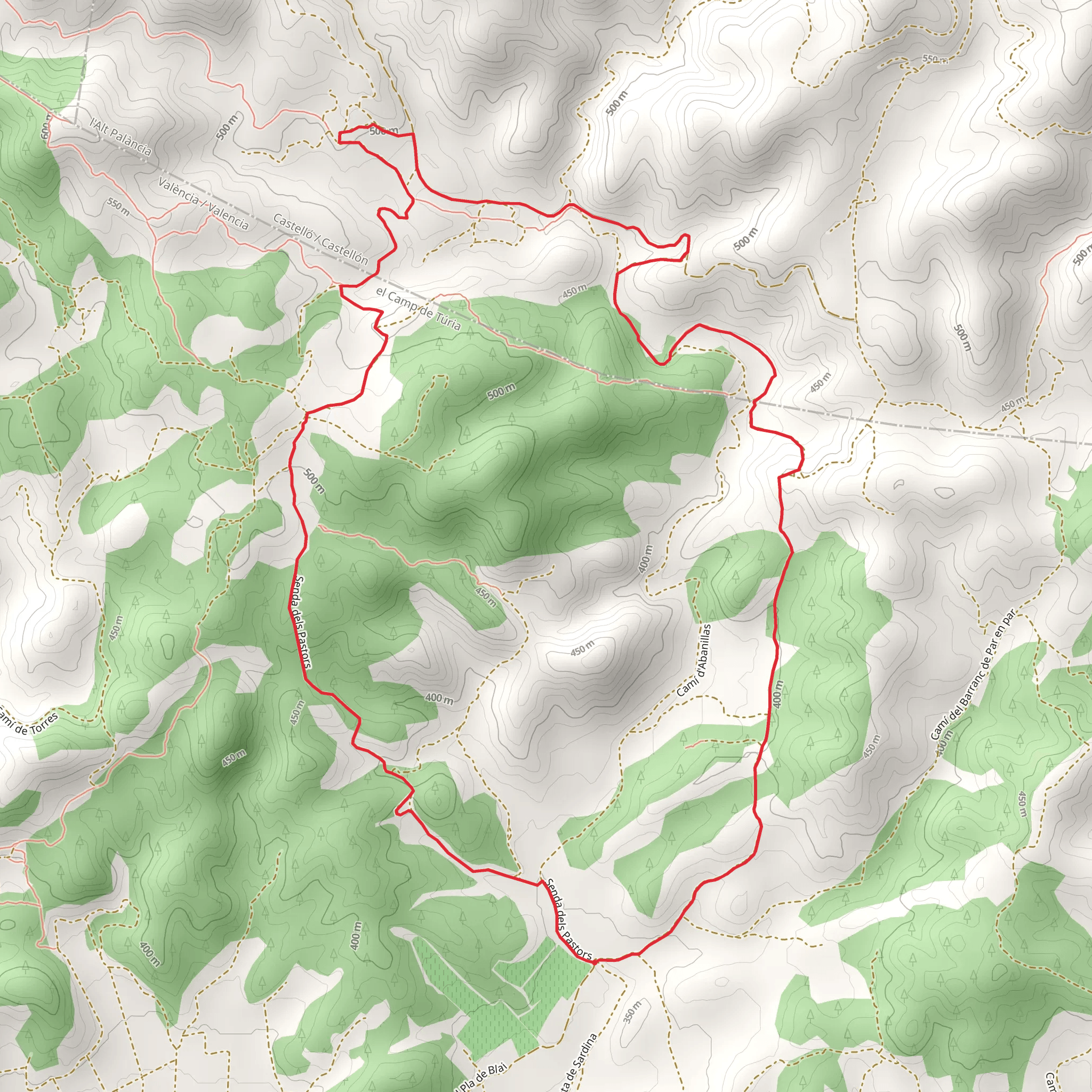 Route of the Fornilles PR CV 260 mobile static map