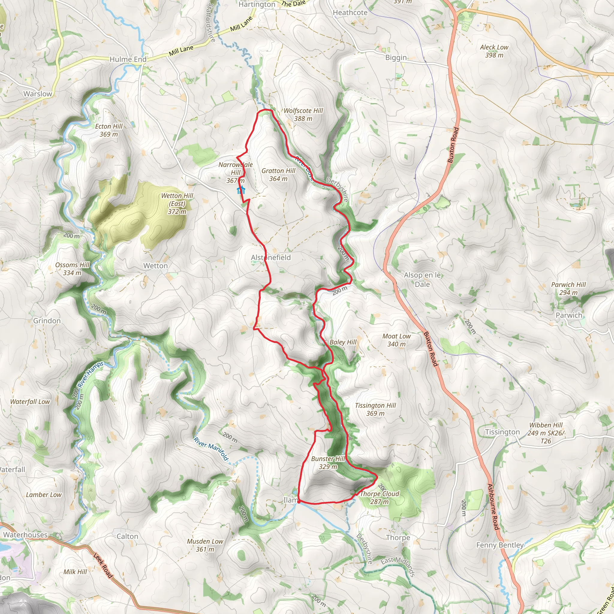 Dove Dale and Wolfscote Dale mobile static map