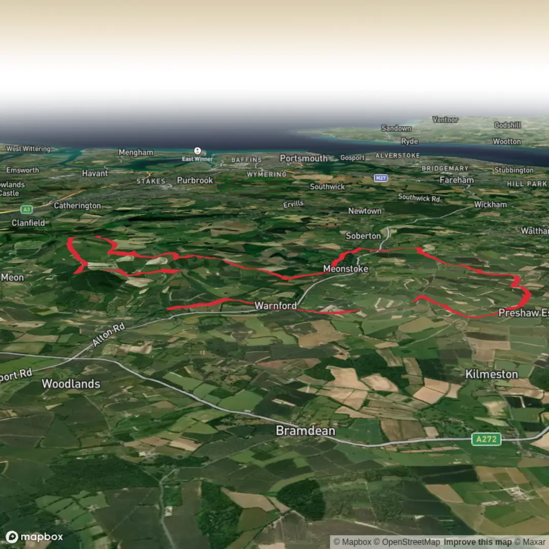 An image depicting the trail Hike from West Meon and its surrounding area.