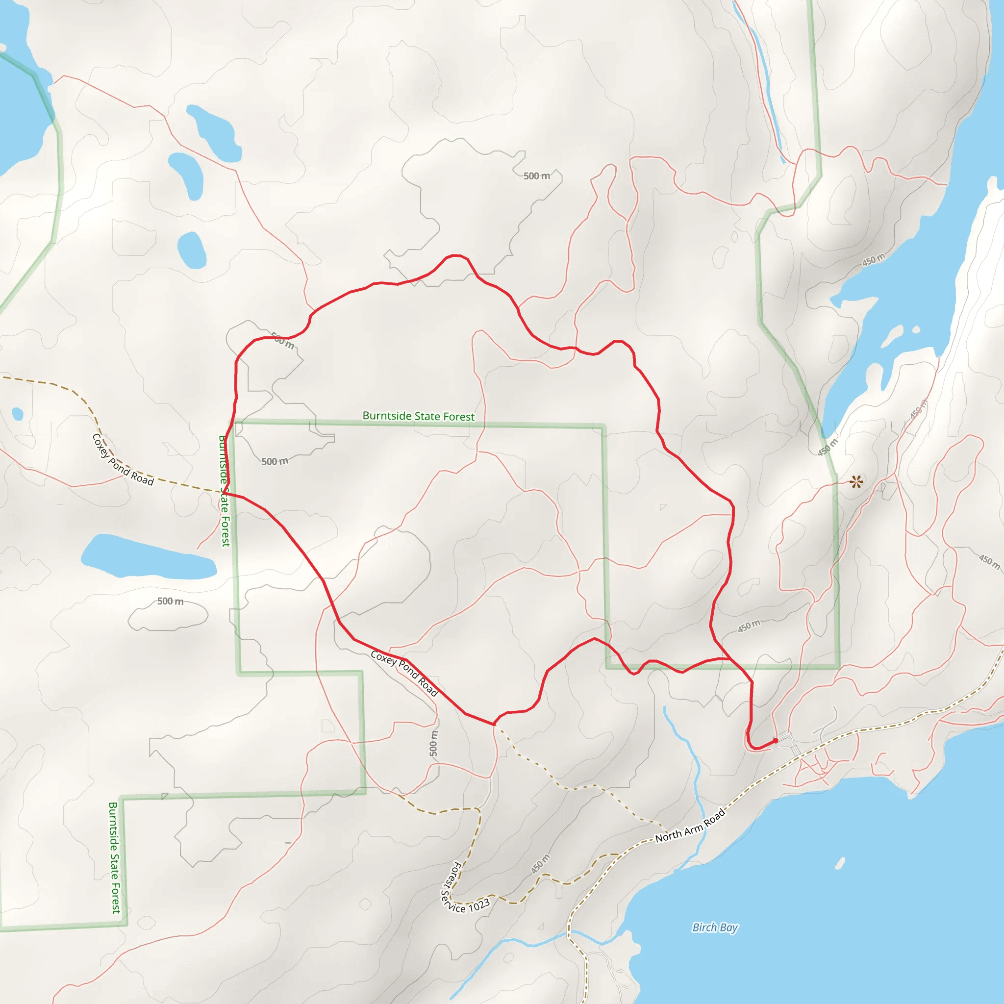 Sentinels, North Star Run and Hug-A-Tree Loop mobile static map