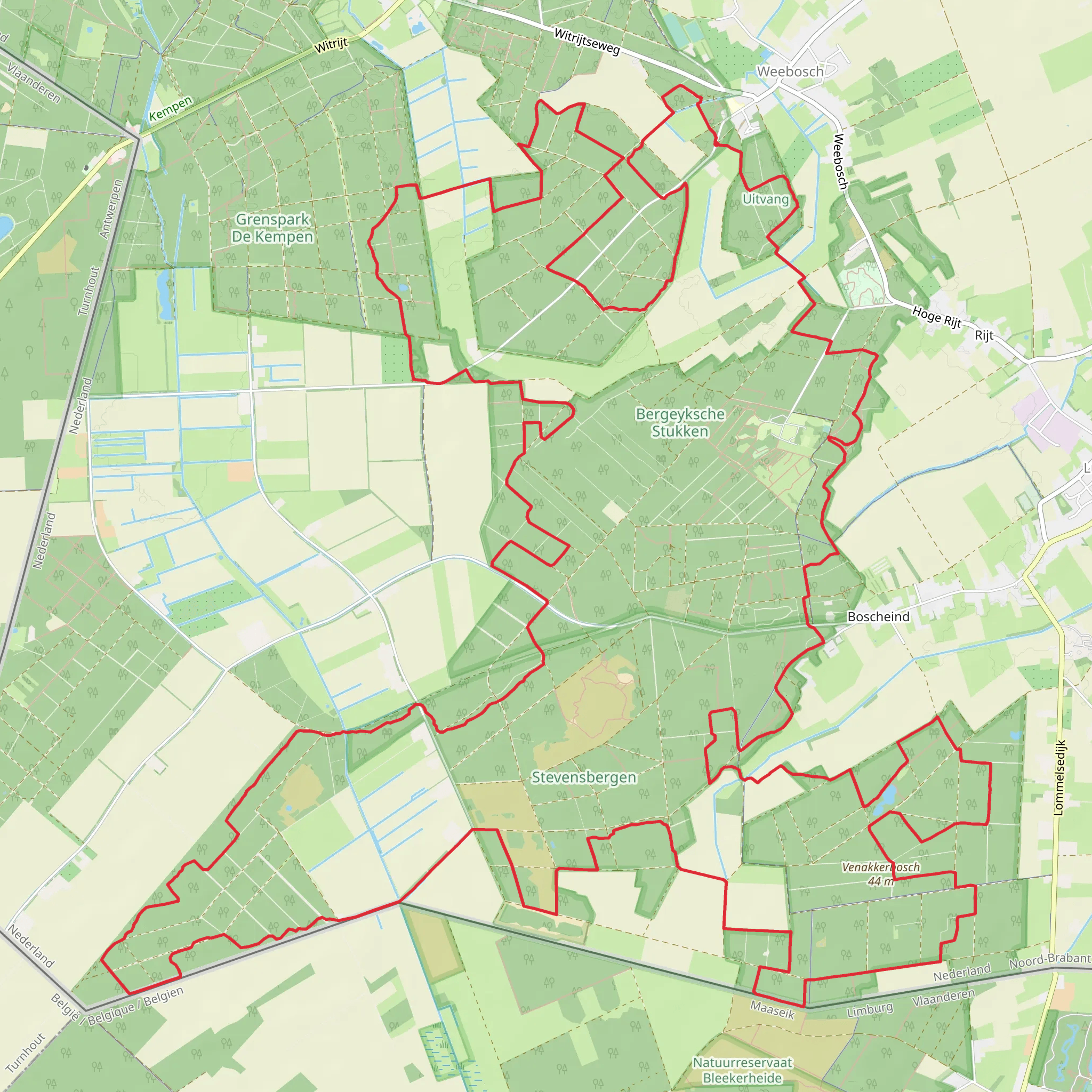 Postelse heide, Bergeyksche Stukken and Venakkerbosch Loop mobile static map