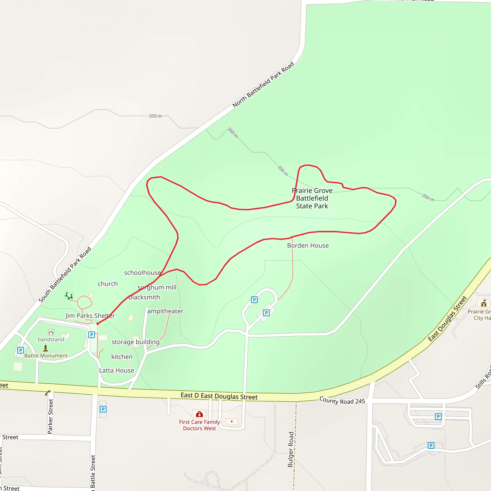 Prairie Grove Battlefield State Park Loop mobile static map