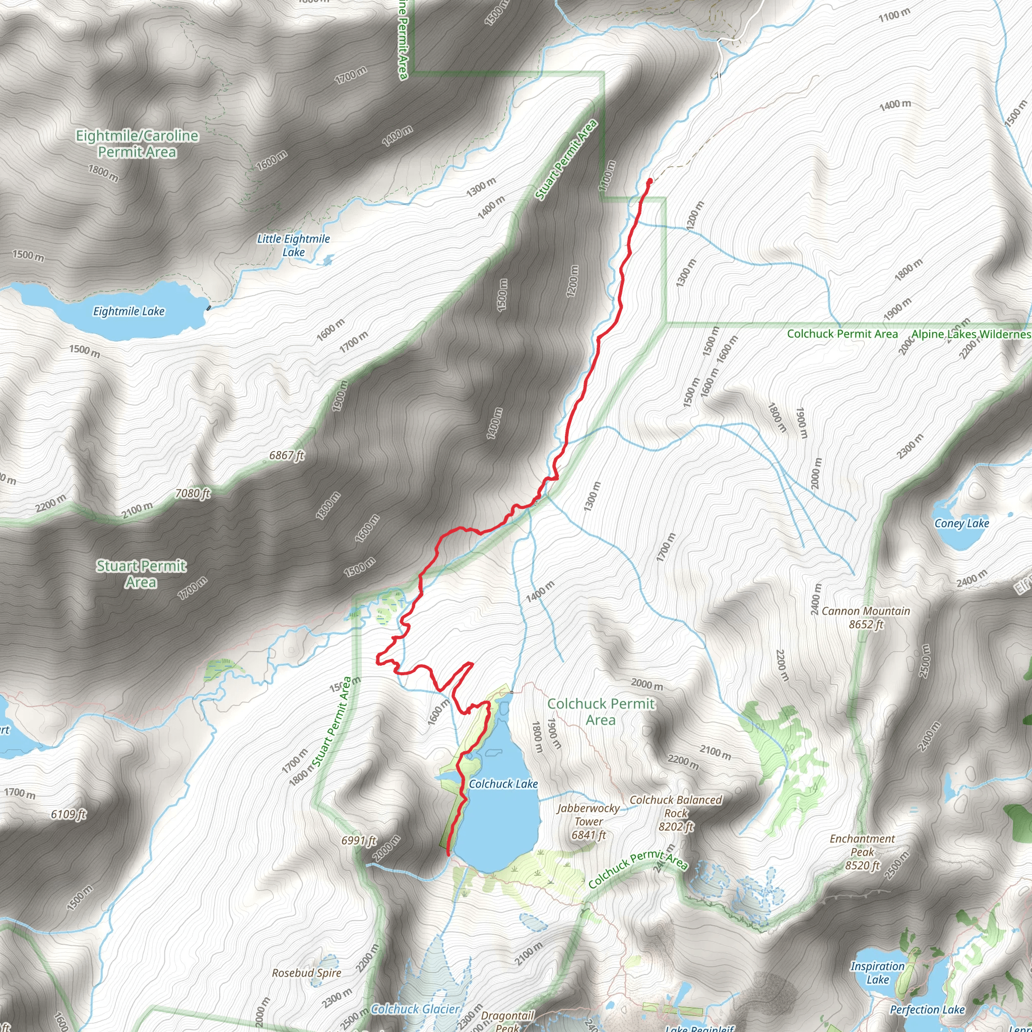 Colchuck Lake via Stuart Lake Trail mobile static map