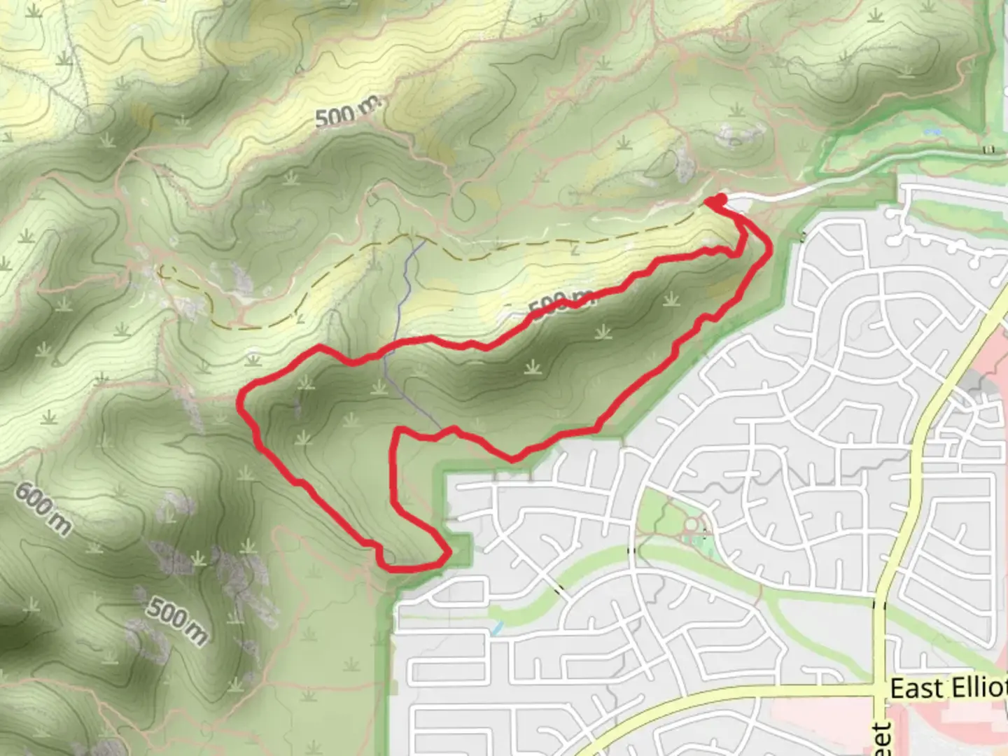 An image depicting the trail Desert Classic and Sott Ridge Loop Trail and its surrounding area.