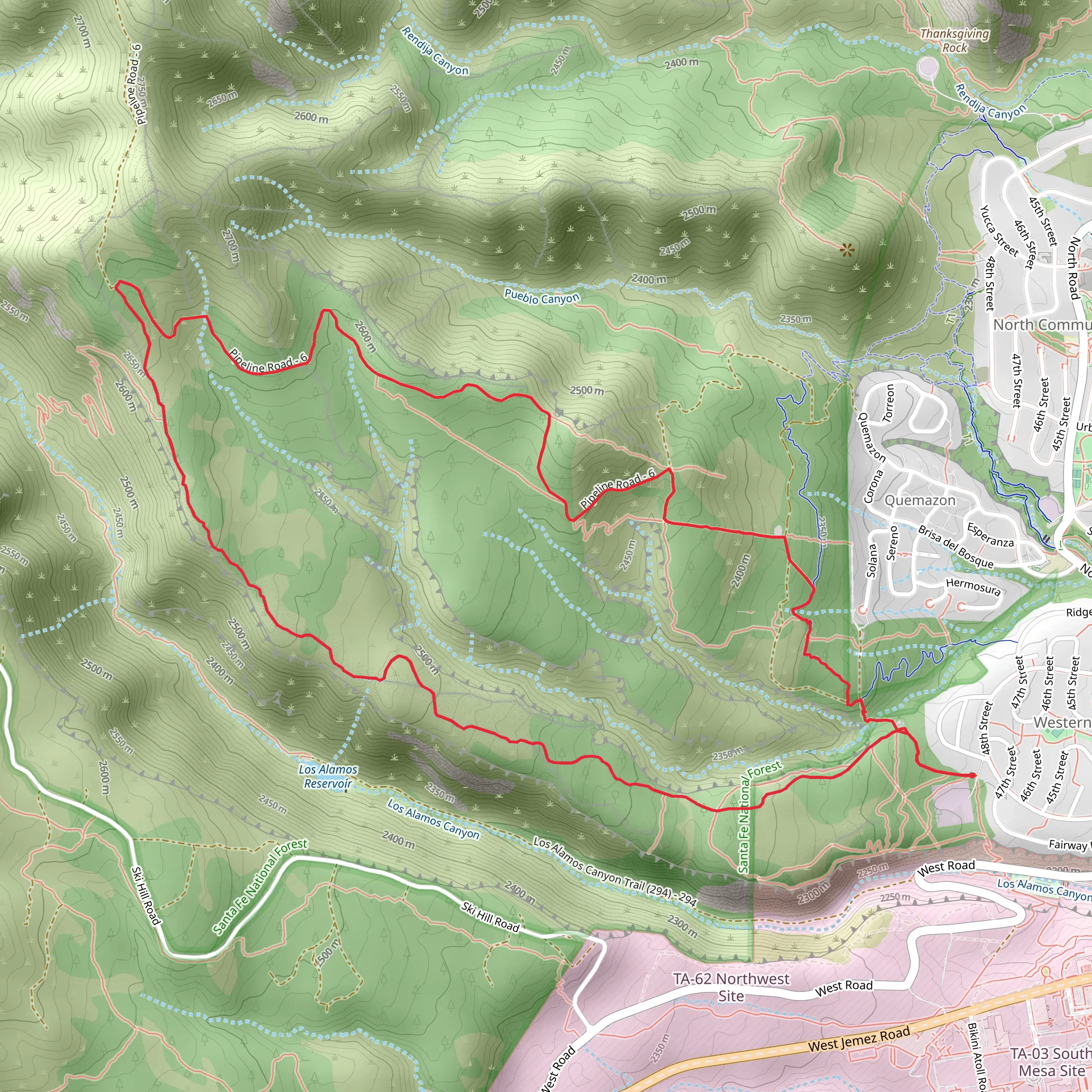 Quemazon, Pipeline Road and Perimeter Loop Trail mobile static map