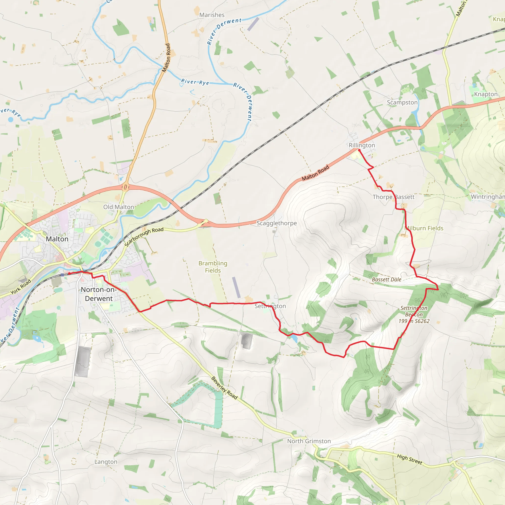 Malton to Rillington Walk mobile static map