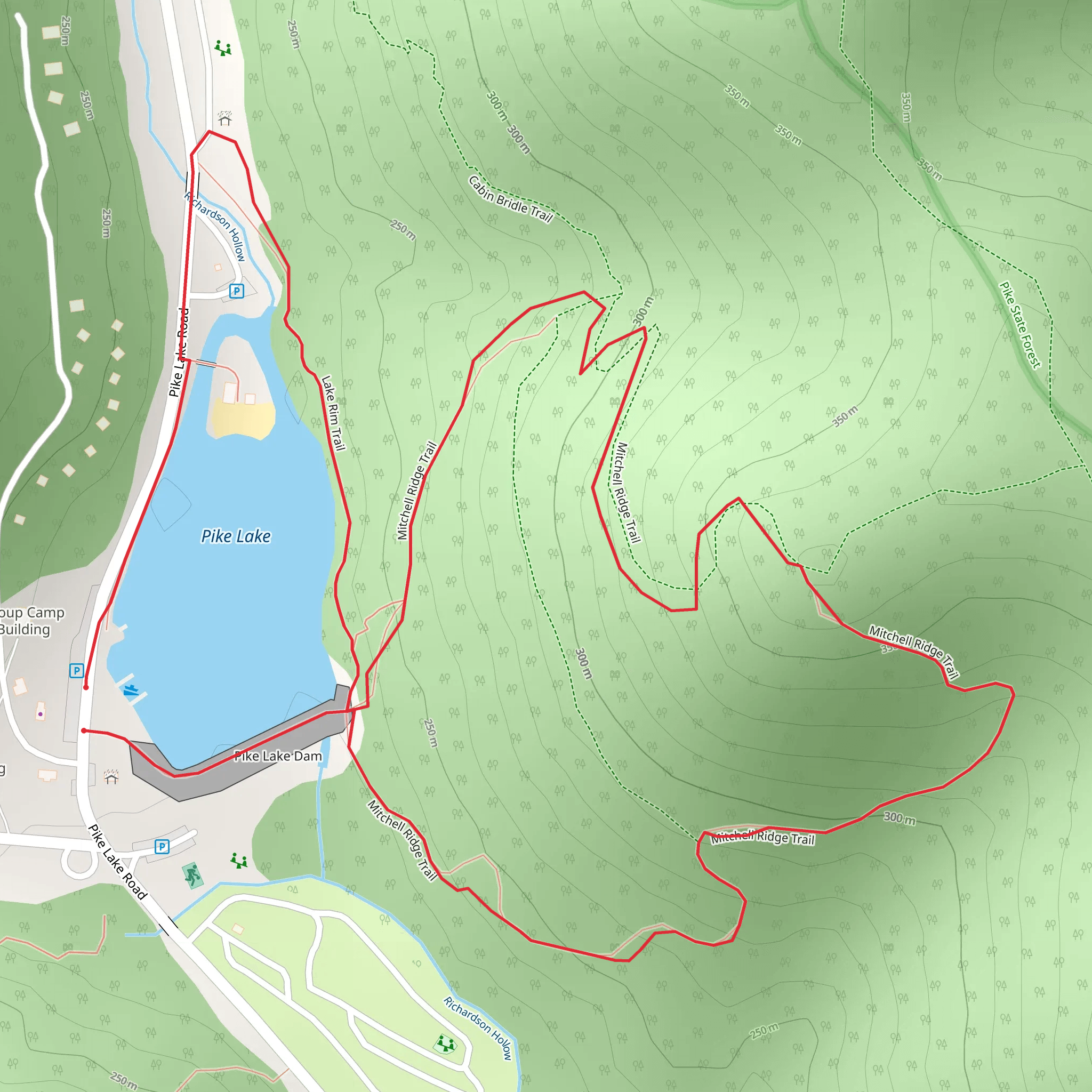 Pike Lake, Buckeye and Mitchell Ridge Loop Trail mobile static map