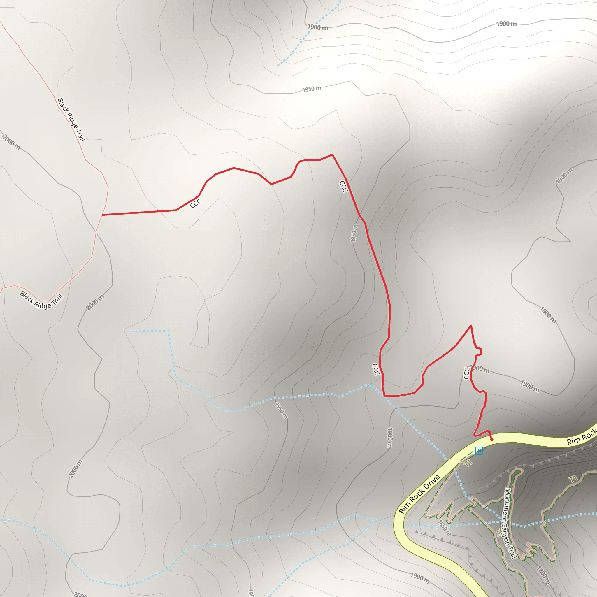 CCC Trail Out and Back mobile static map