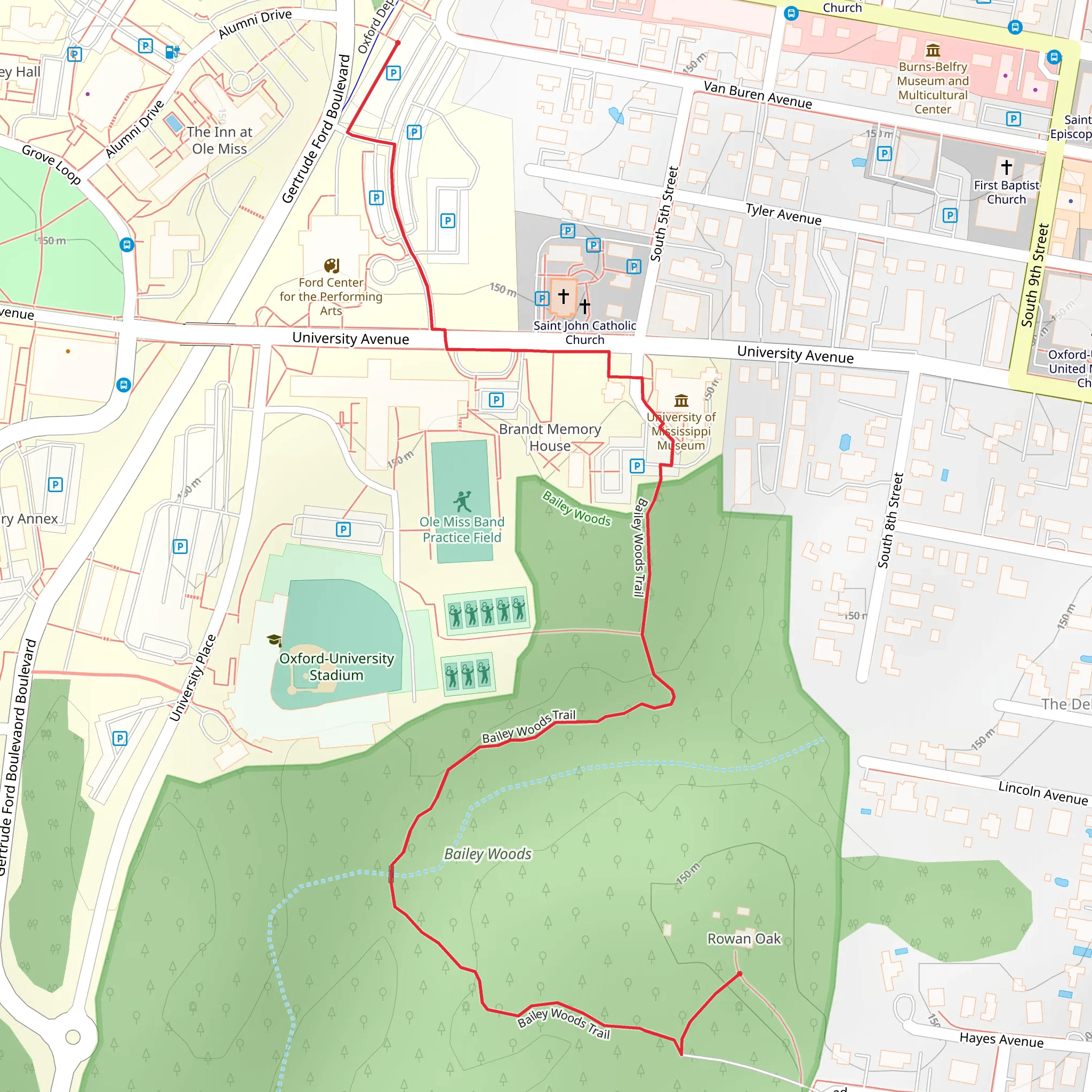Bailey Woods Trail Point to Point mobile static map