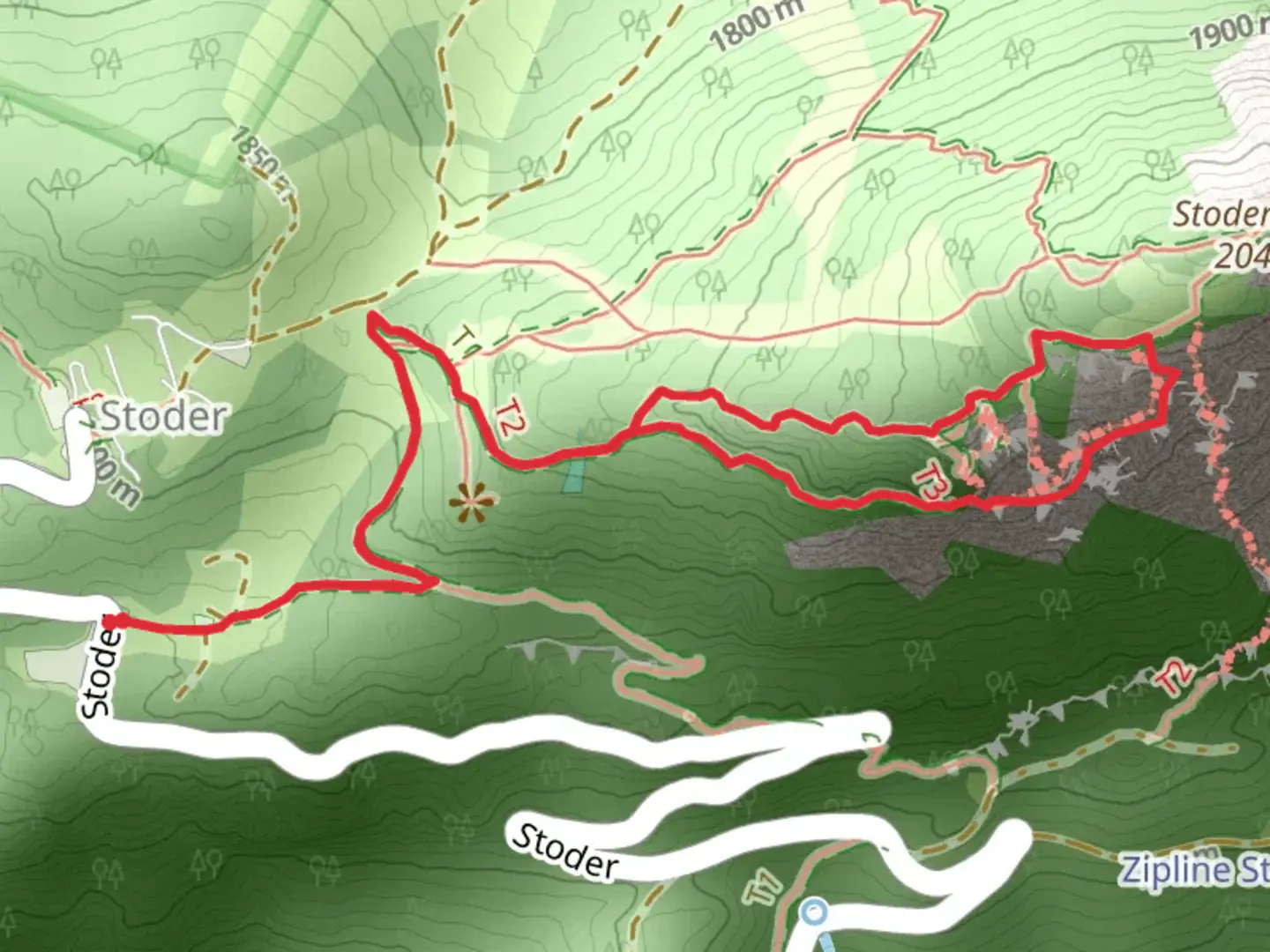 An image depicting the trail Via ferrata Peter on the Stoderzinken and its surrounding area.