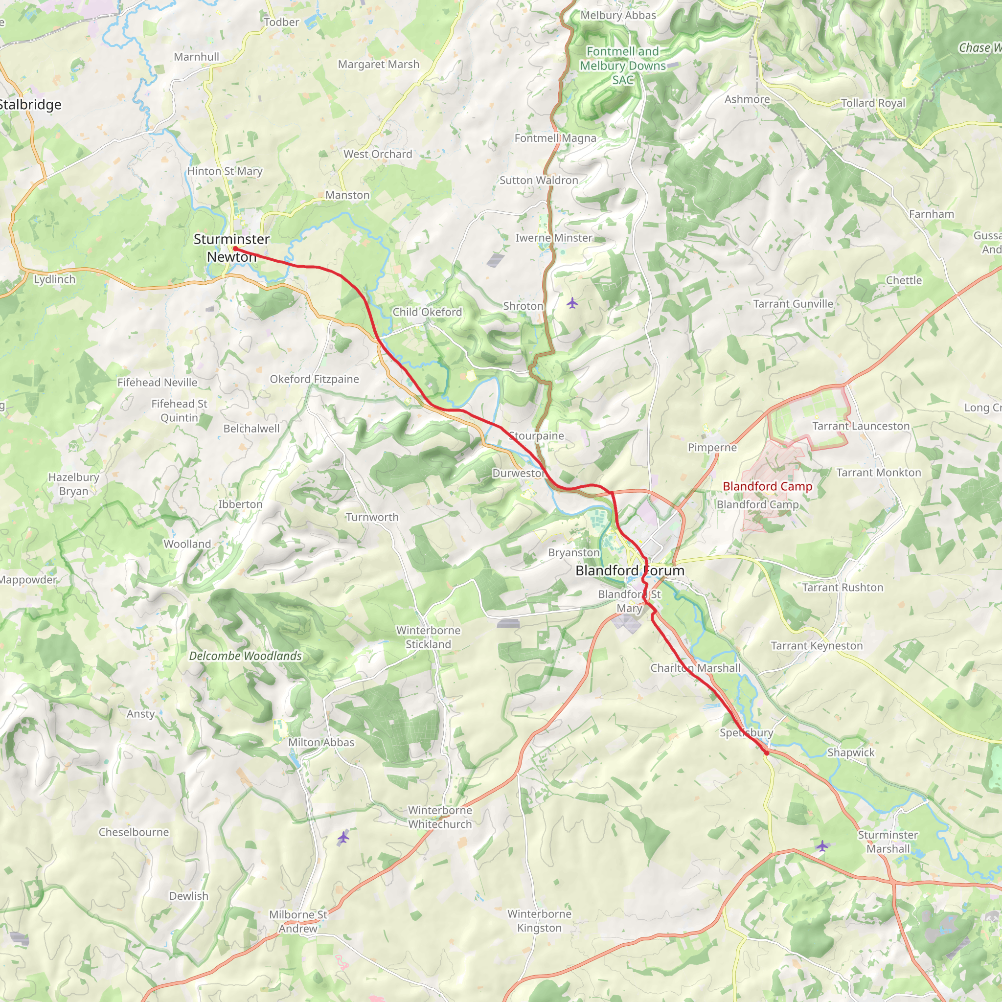 North Dorset Trailway mobile static map