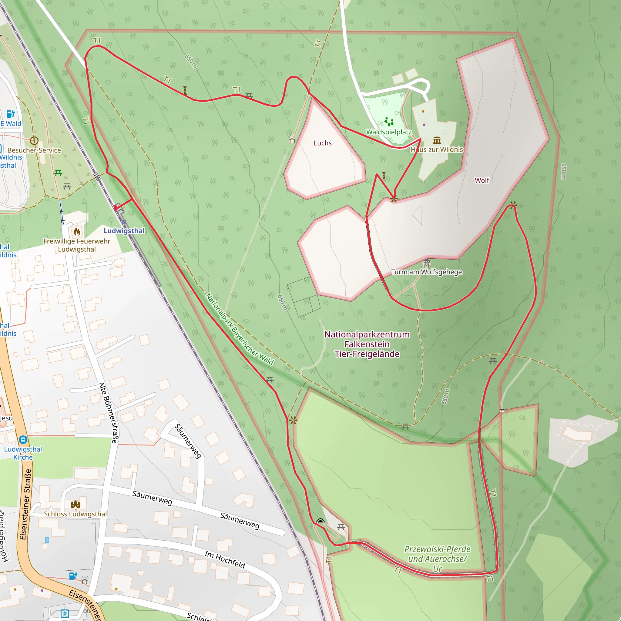 Nationalparkzentrum Falkenstein Tier-Freigelände Loop via Rundgand Wildtiere mobile static map