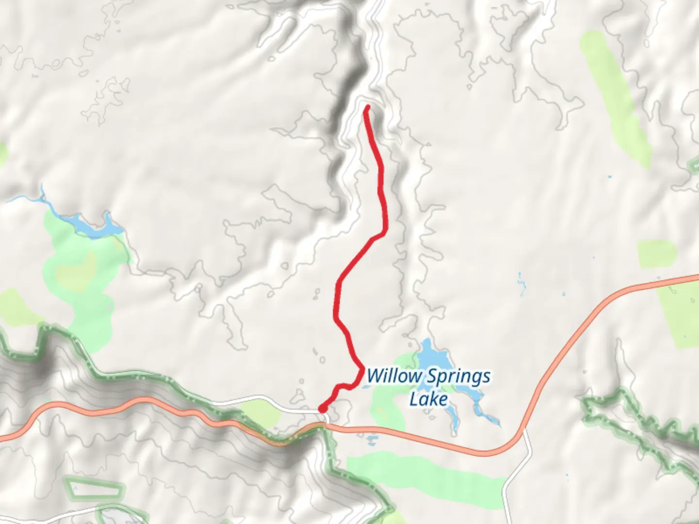 An image depicting the trail Willow Springs Overlook via Road Trail and its surrounding area.