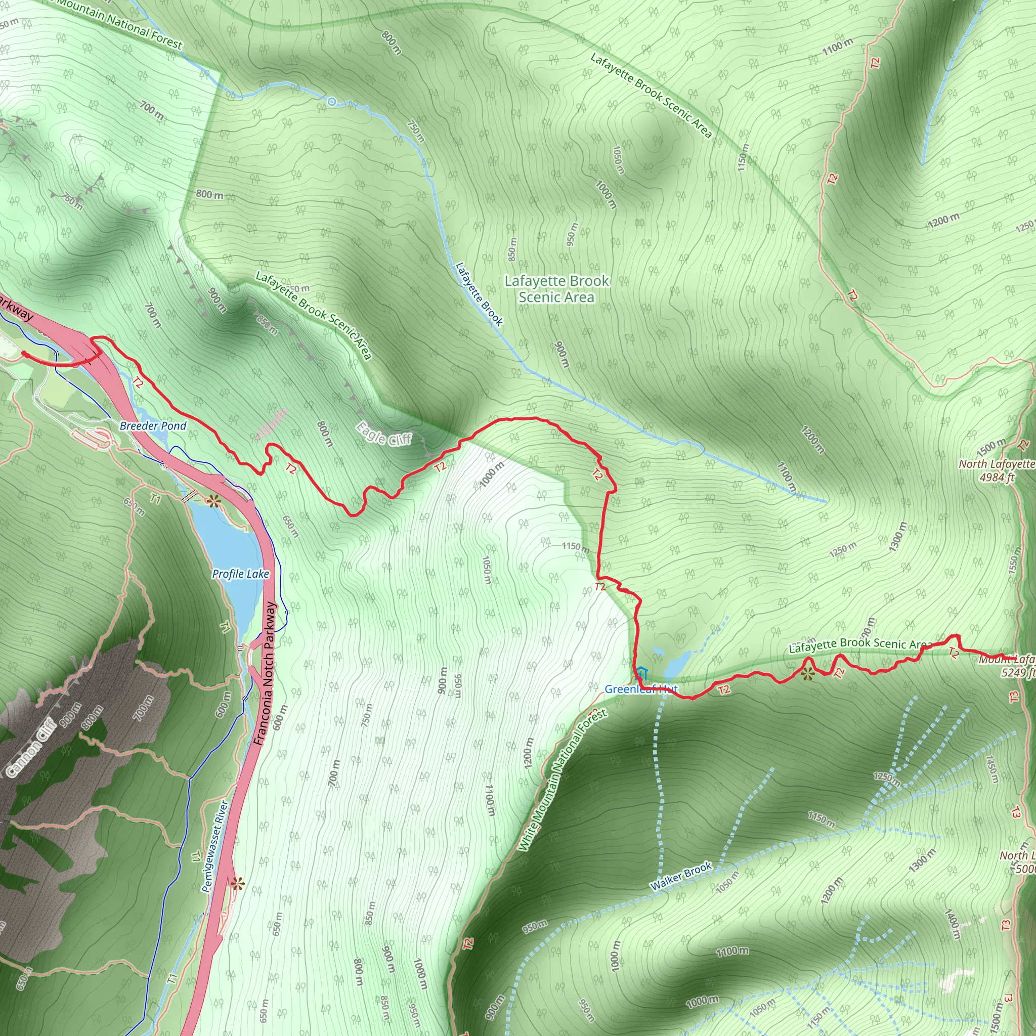 Mount Lafayette via Greenleaf Trail mobile static map