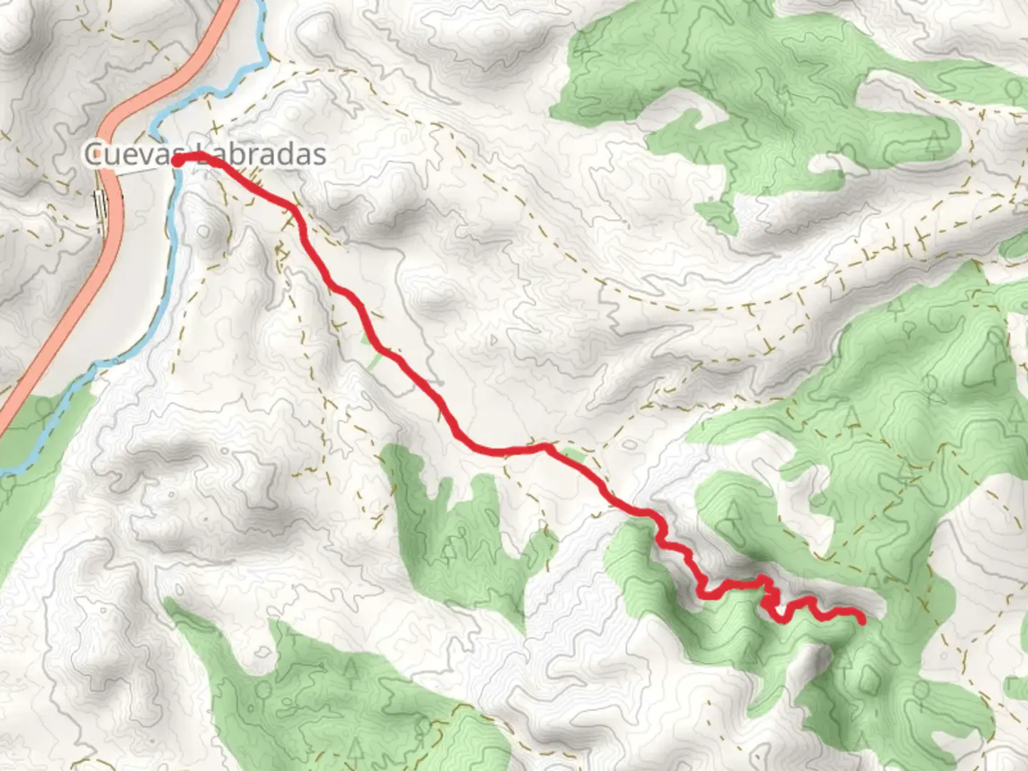 An image depicting the trail Chorrillo Ravine Route SL TE 50 and its surrounding area.