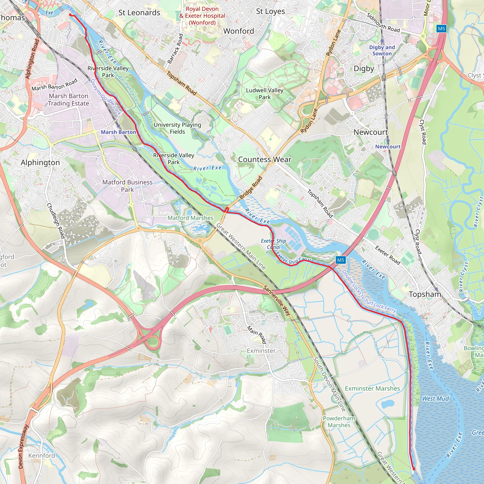Exeter Canal Walk mobile static map