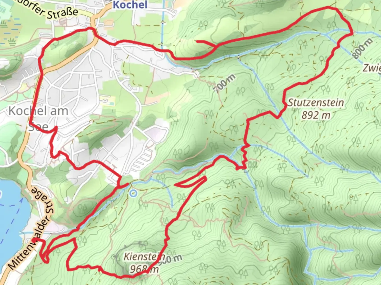 An image depicting the trail Lainbach via Wasserfall Runde and its surrounding area.