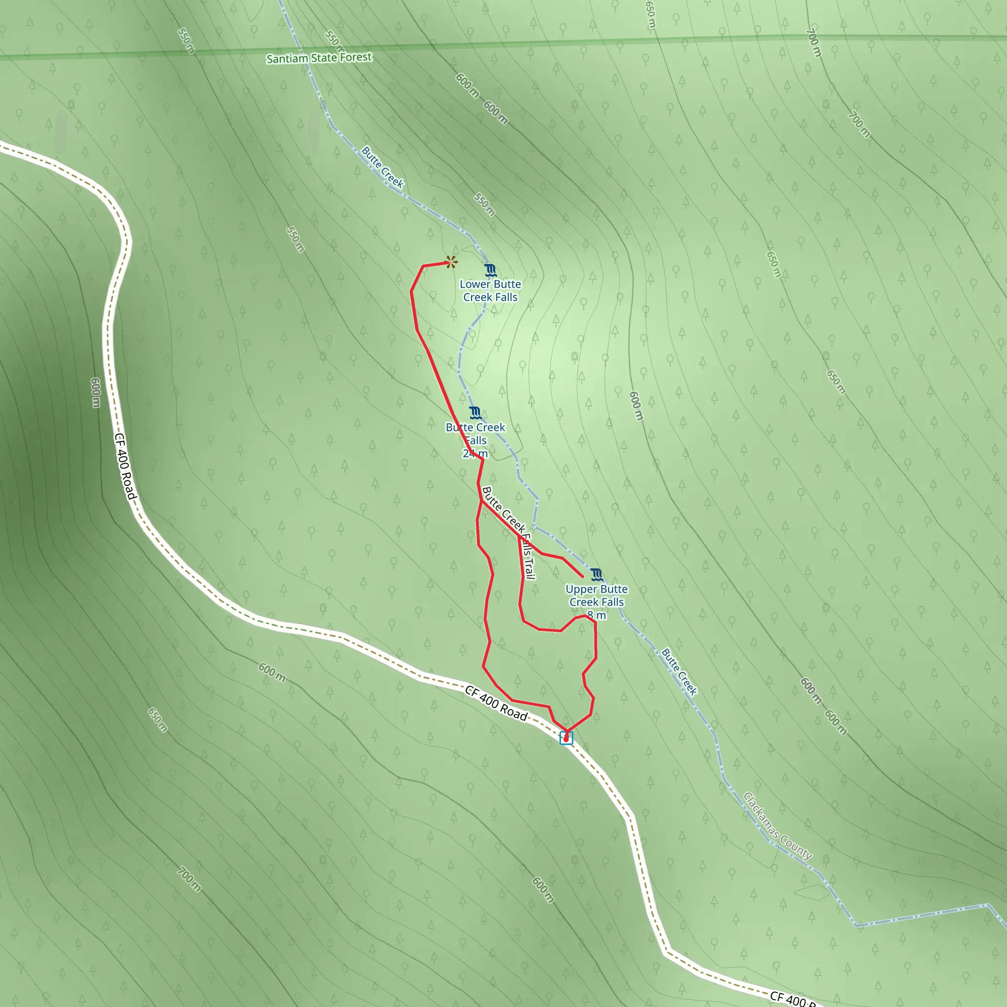 Butte Creek Falls Trail Loop mobile static map