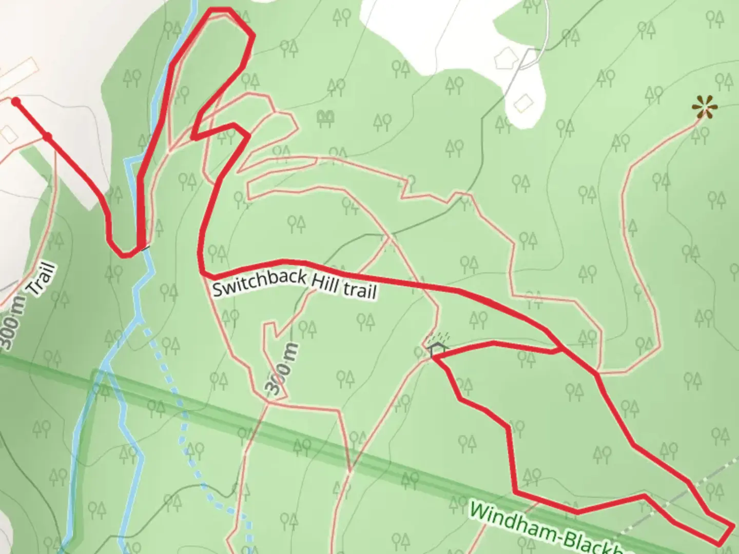 An image depicting the trail Moonshine Ridge from Winter Clove Road and its surrounding area.