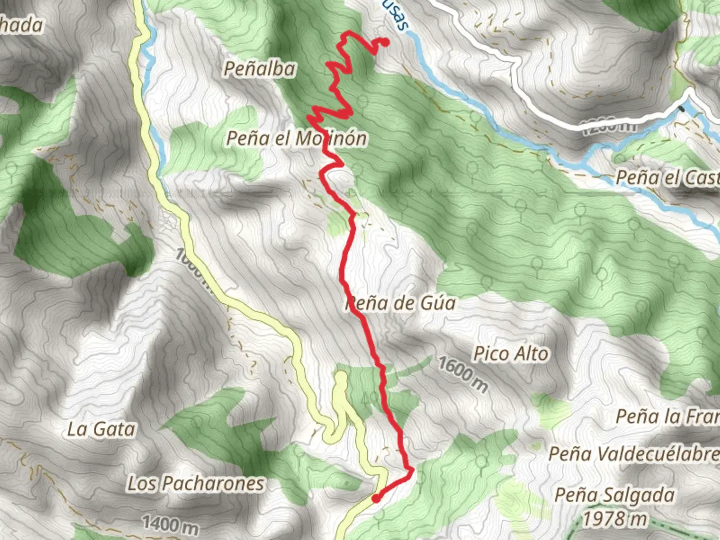 An image depicting the trail Route of Braña de Mumian and its surrounding area.
