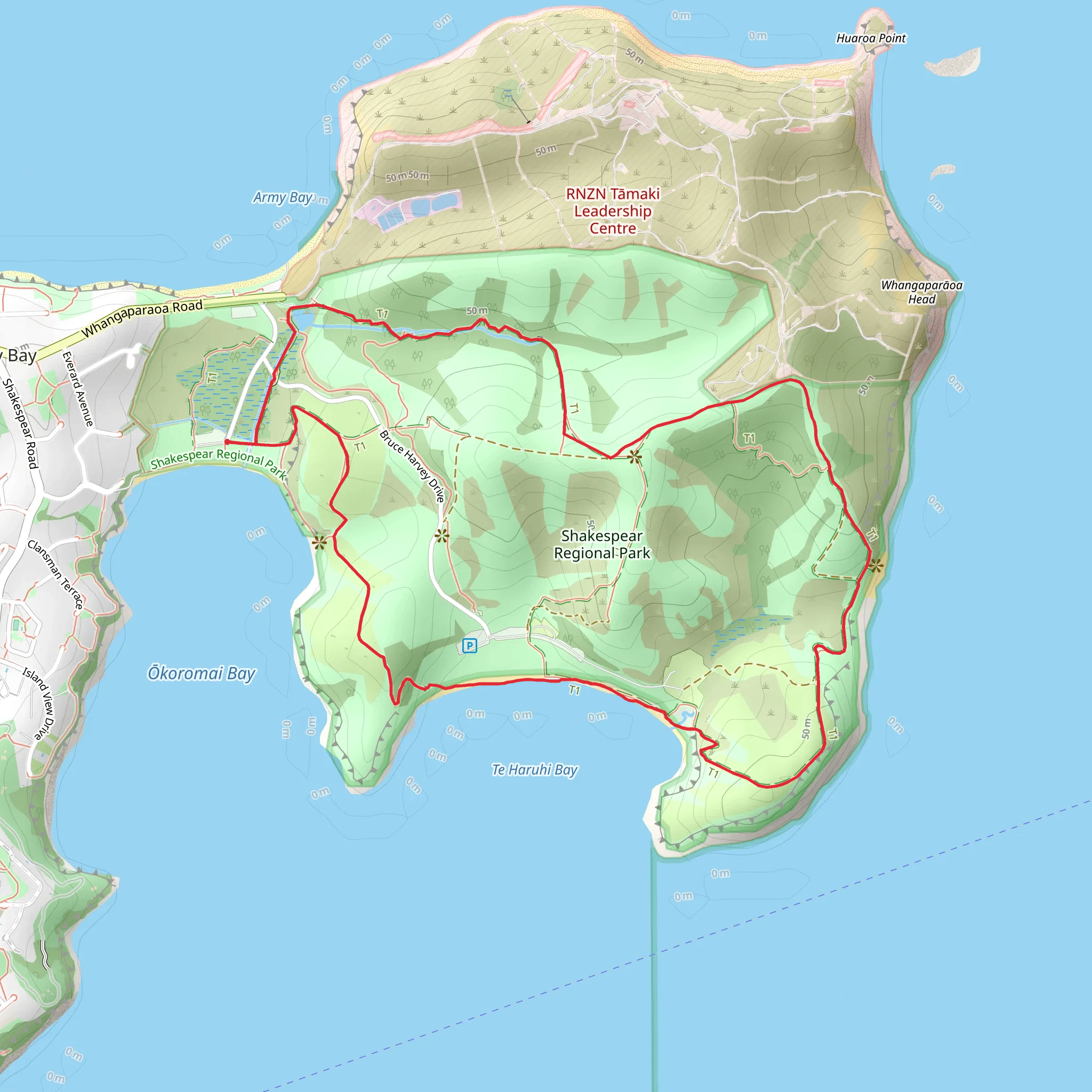 Shakespear Regional Park Loop mobile static map