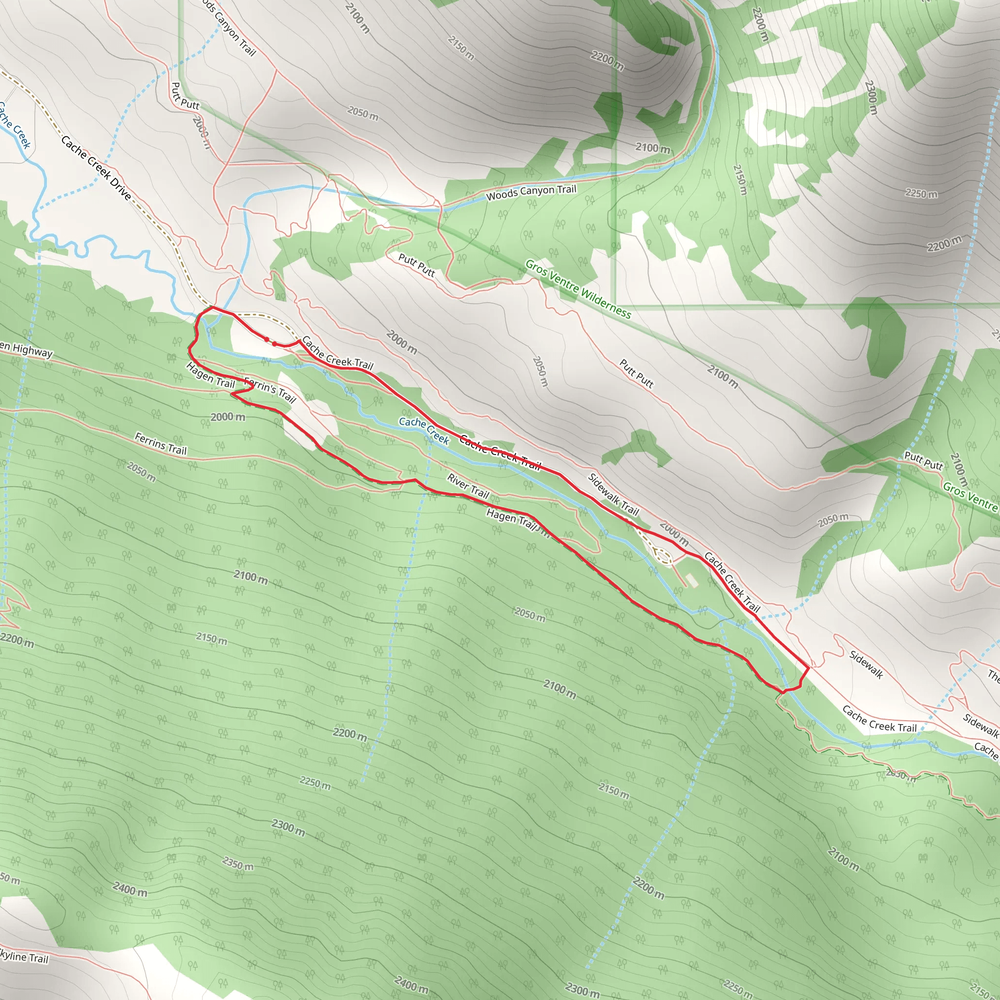 Hagen and Cache Creek Trail mobile static map