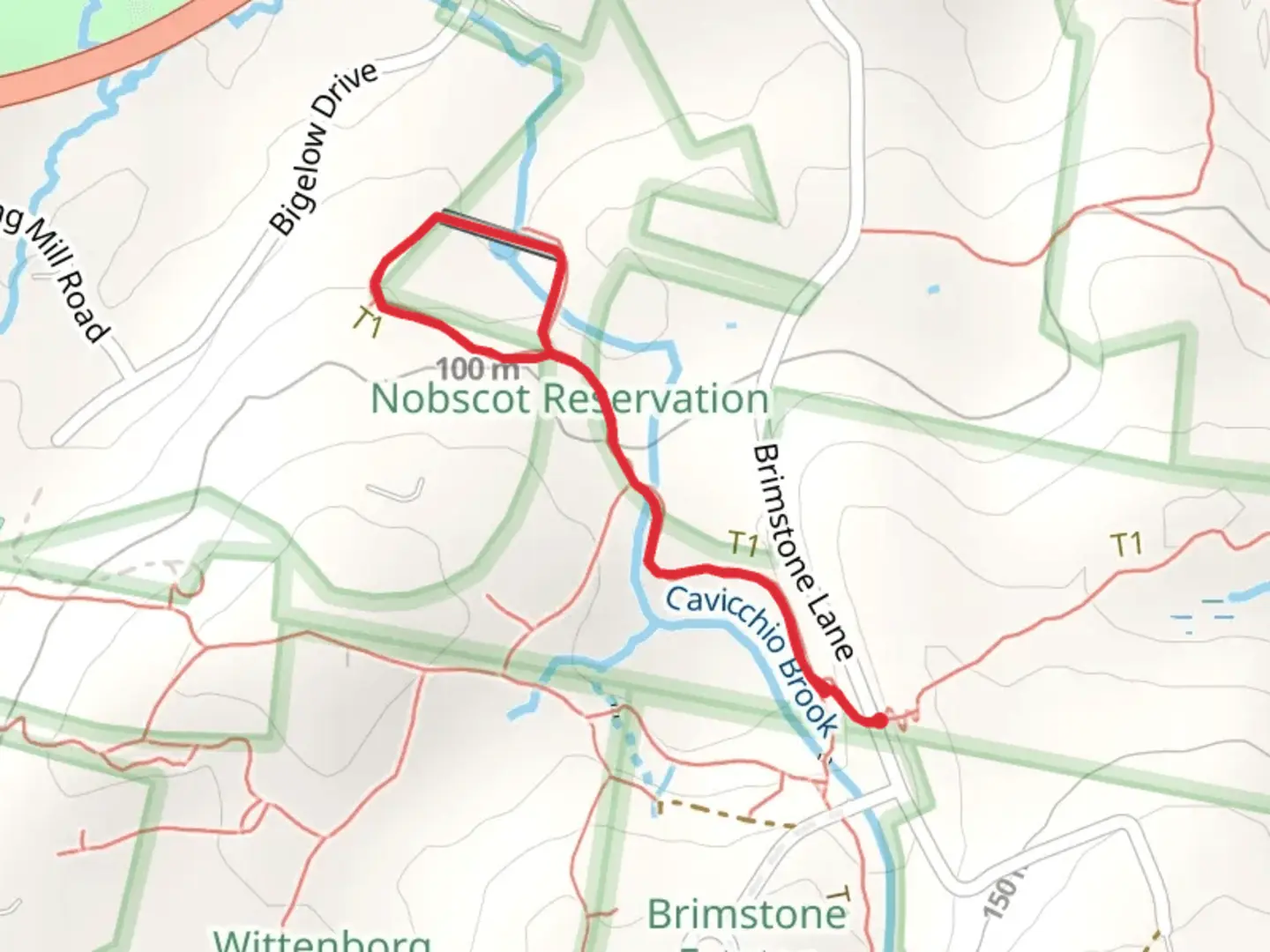 An image depicting the trail Brimstone Lane Loop and its surrounding area.