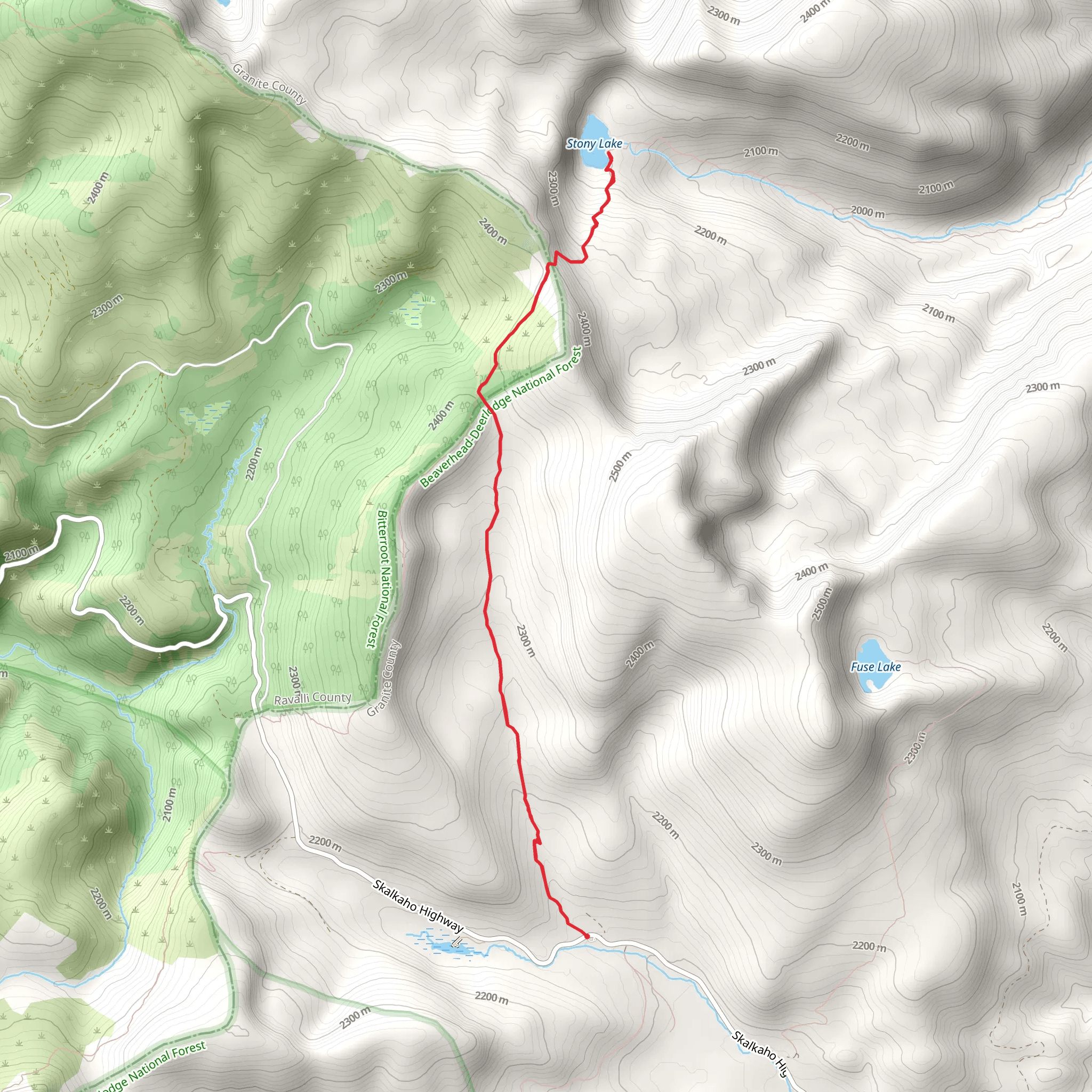 Stony Lake via Crystal Creek Trail mobile static map