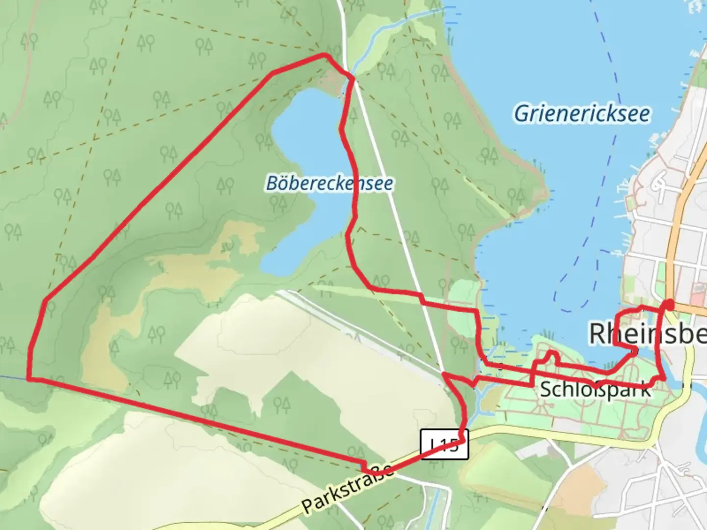 An image depicting the trail Böbereckensee via Poetensteig and its surrounding area.