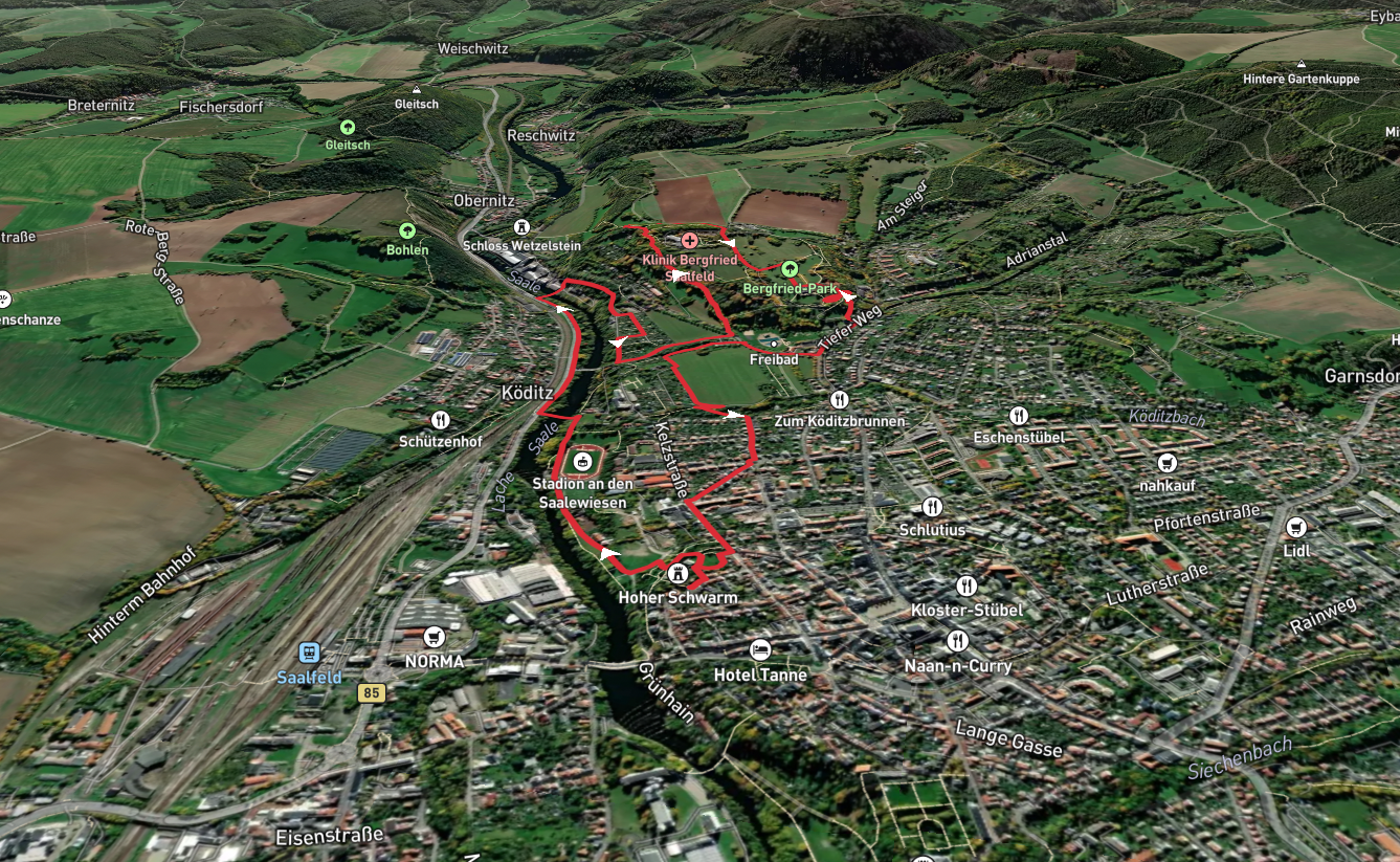 Saale and Rundwanderweg Suedstadt