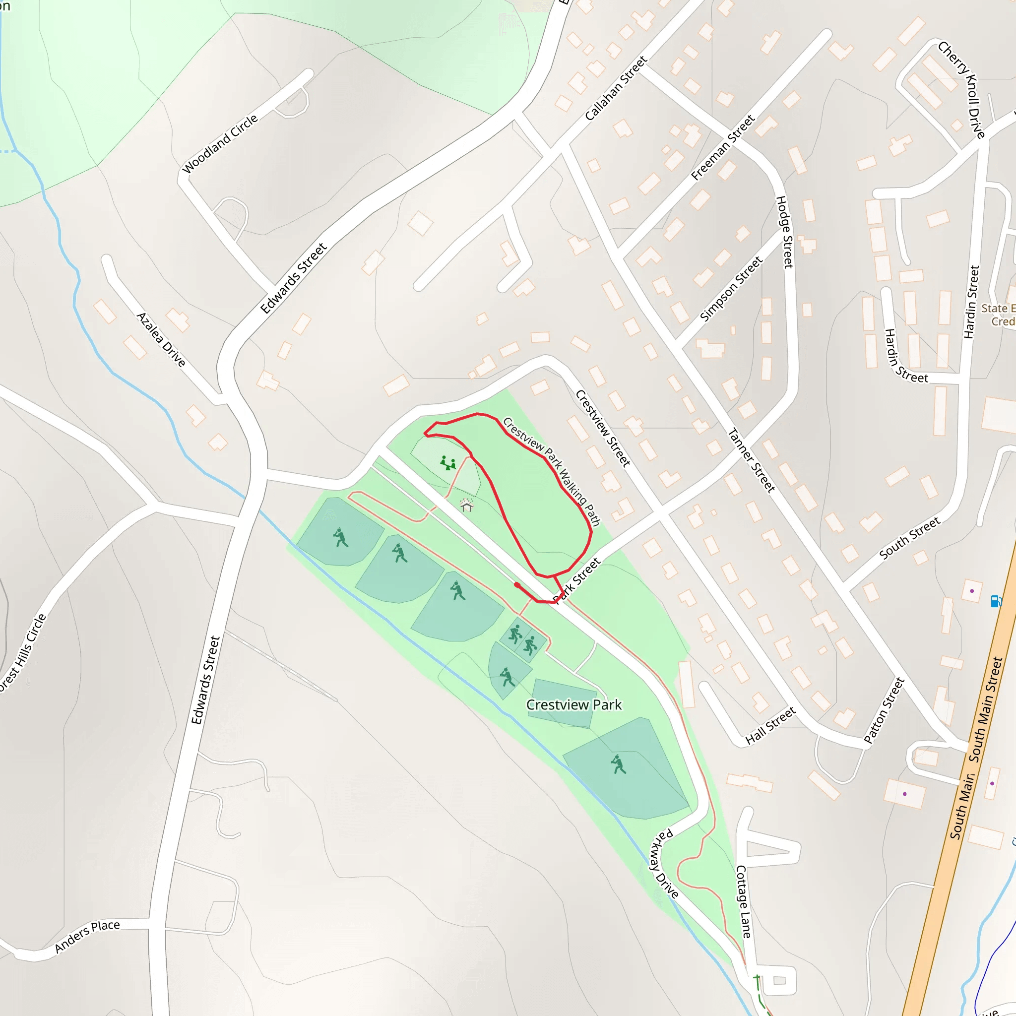 Crestview Park Walking Path Loop mobile static map