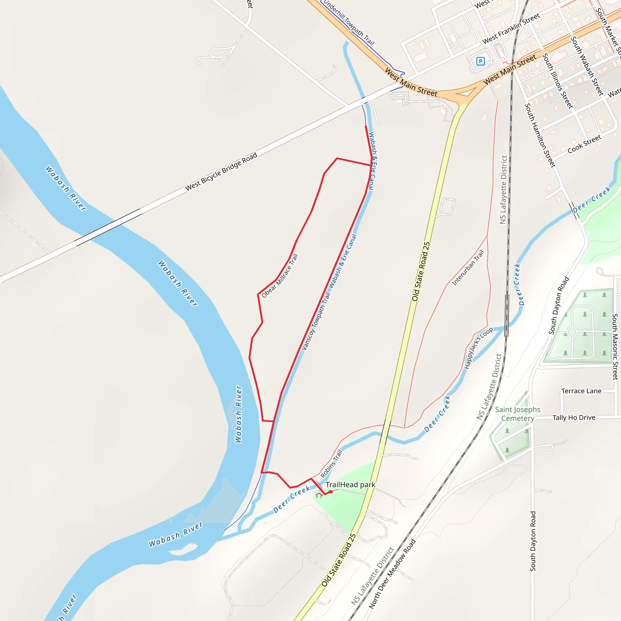Wabash and Erie Canal Loop mobile static map